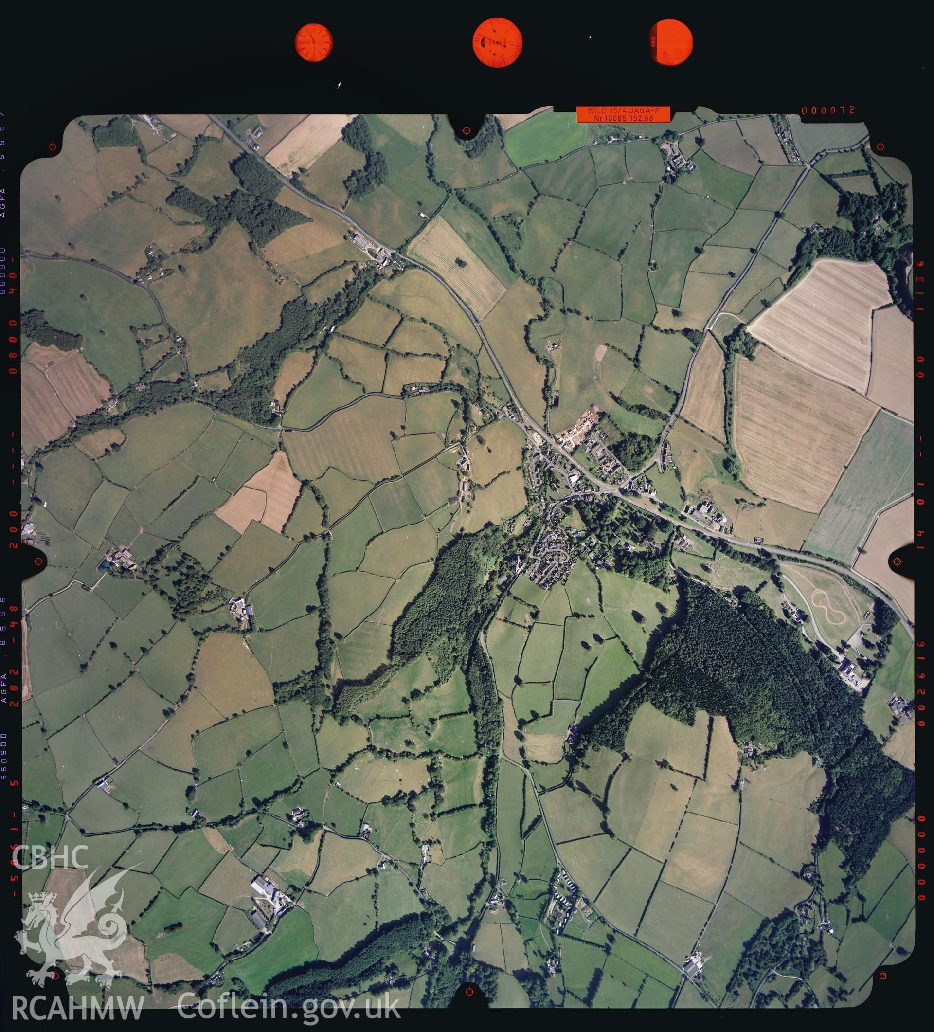 Digital copy of an aerial view of Clyro taken by Ordnance Survey, 2003.
