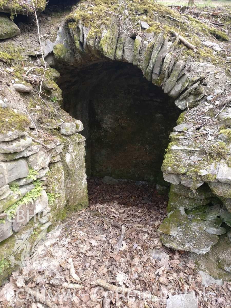 Colour photo showing view of potato clamps at Pen y Garreg, taken by James Newman and Tanya Holman, 2019.