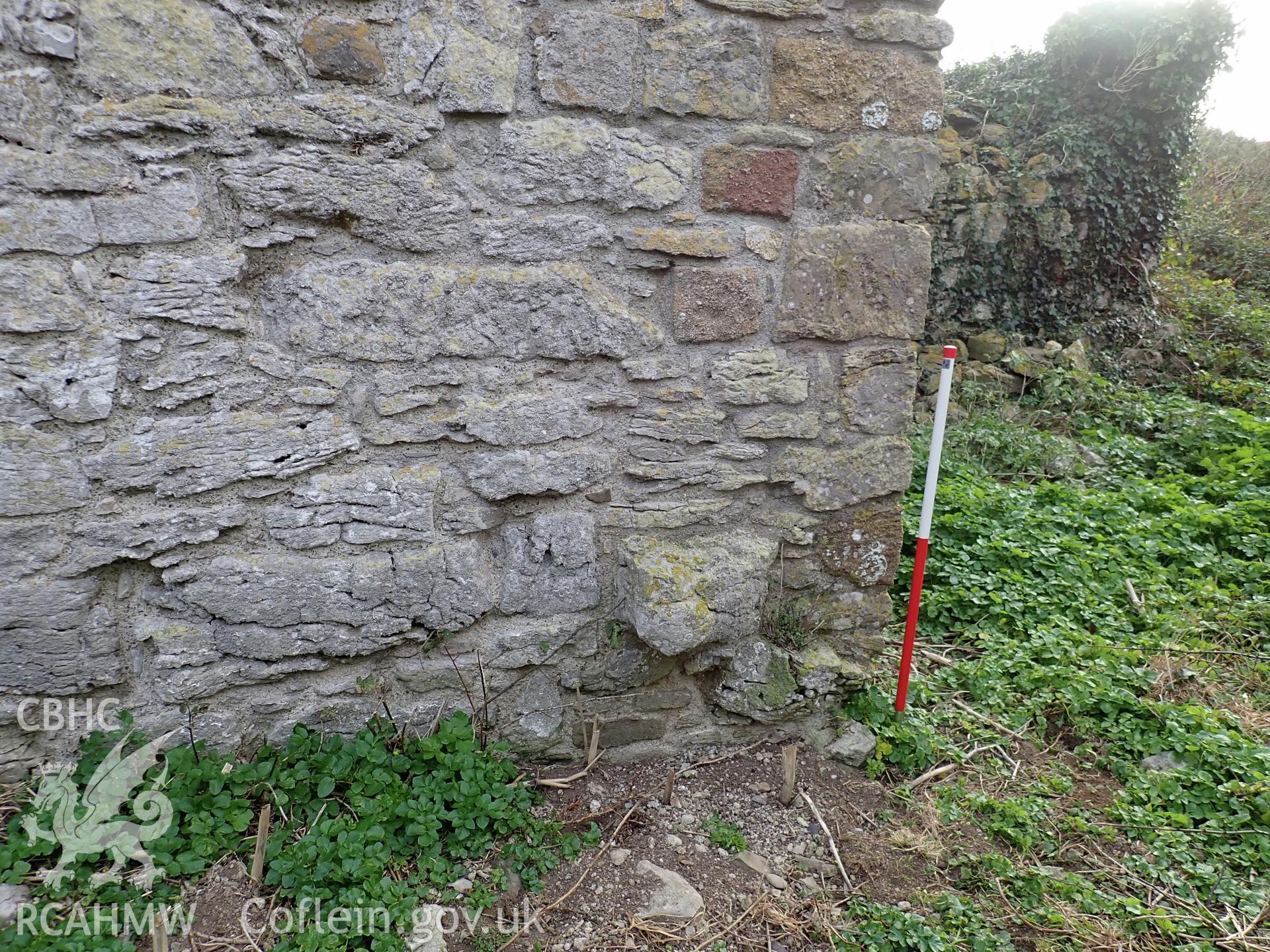 Investigator's photographic survey of the church on Puffin Island or Ynys Seiriol for the CHERISH Project. ? Crown: CHERISH PROJECT 2018. Produced with EU funds through the Ireland Wales Co-operation Programme 2014-2020. All material made freely available through the Open Government Licence.
