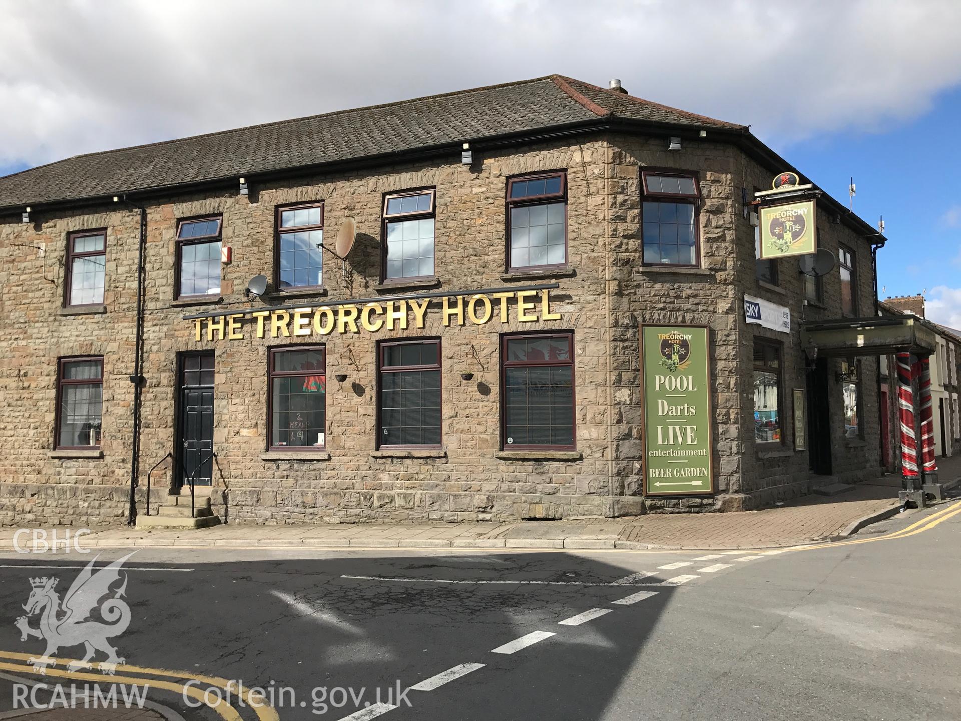 Colour photo showing view of Treorchy Hotel, taken by Paul R. Davis, 2018.