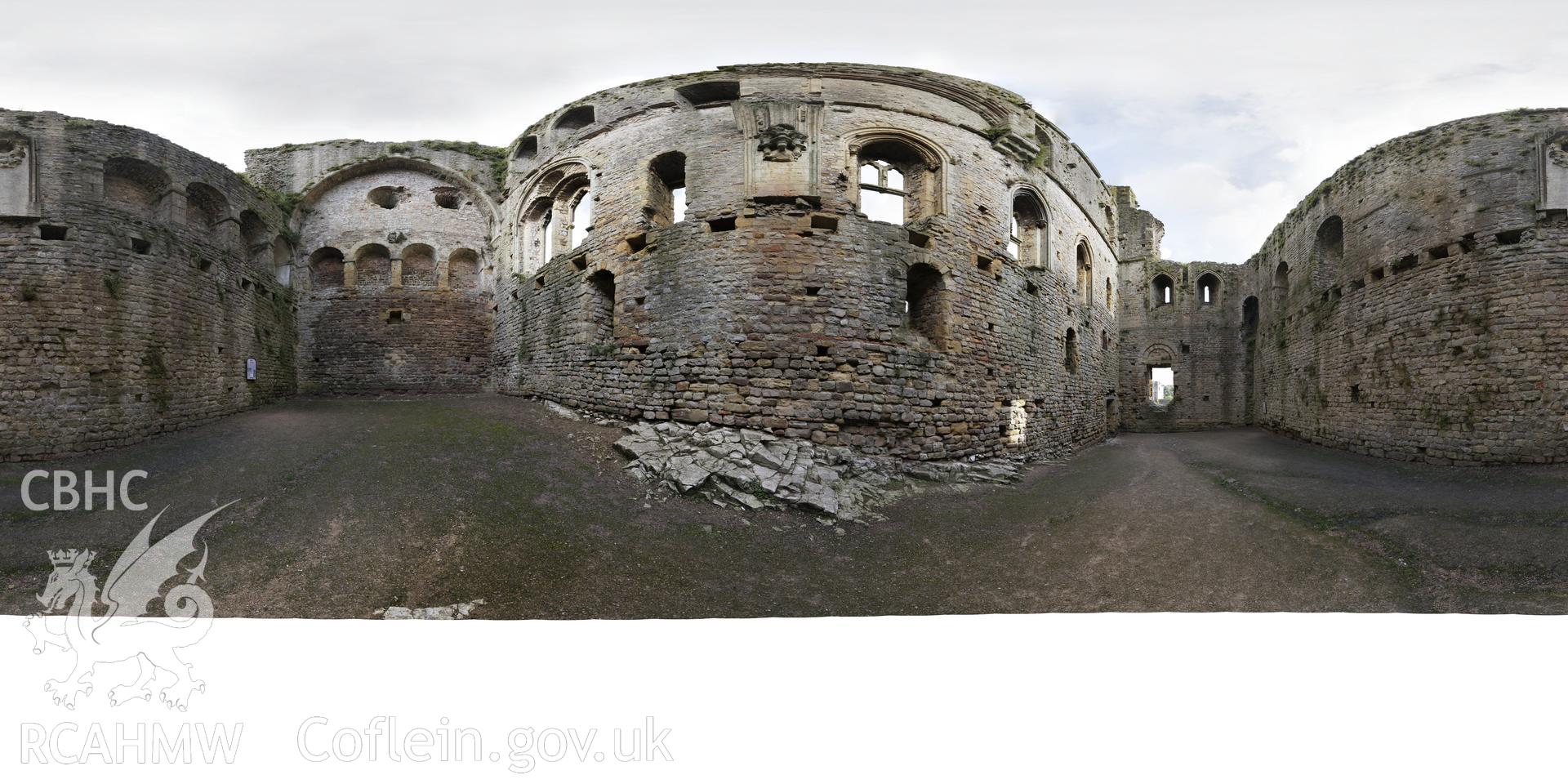 Reduced resolution tiff of stitched images from the Hall at Chepstow Castle, produced by Susan Fielding and Rita Singer, July 2017. Produced through European Travellers to Wales project.