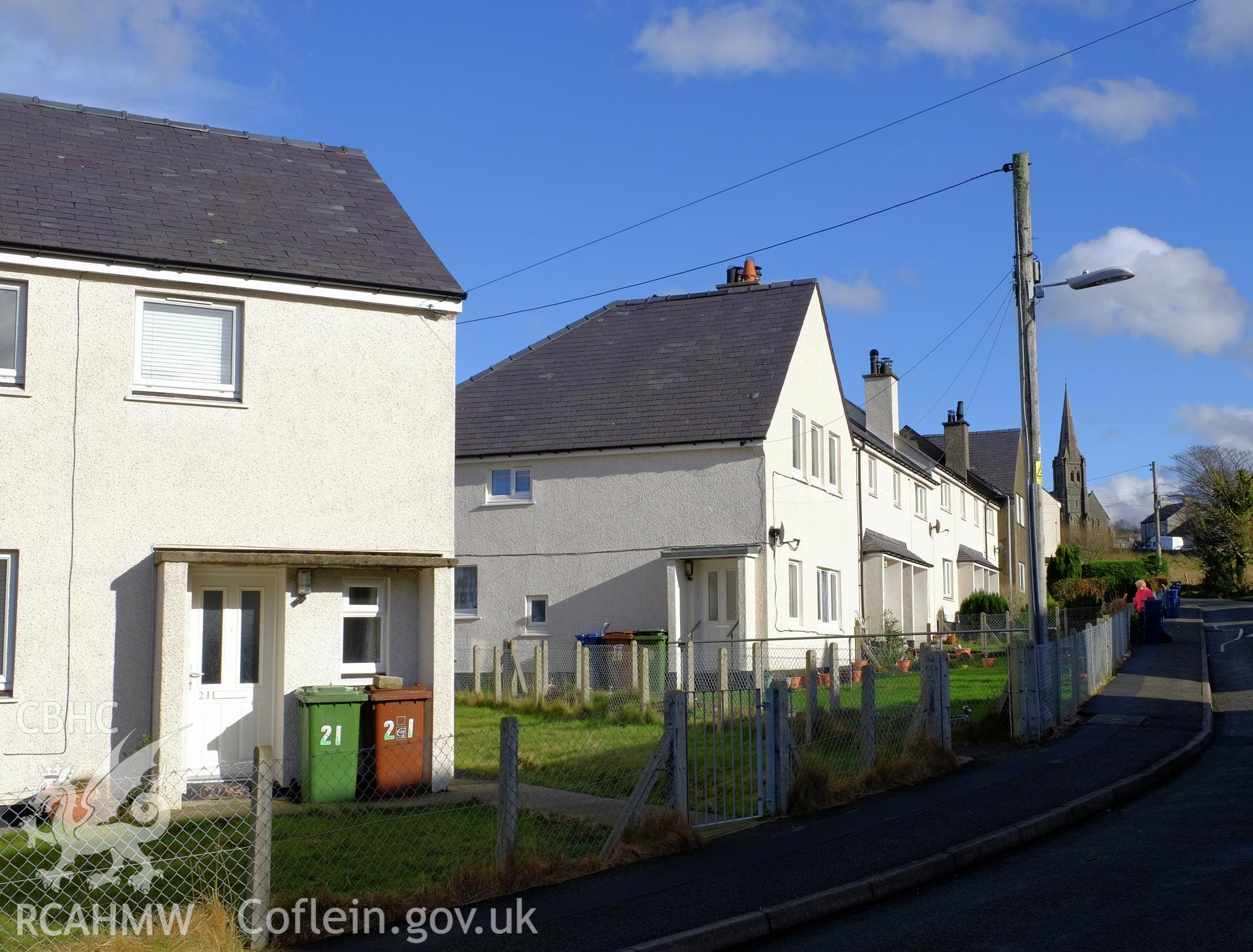 Colour photograph showing view looking north at Rhes Fadog, Deiniolen, produced by Richard Hayman 2nd February 2017