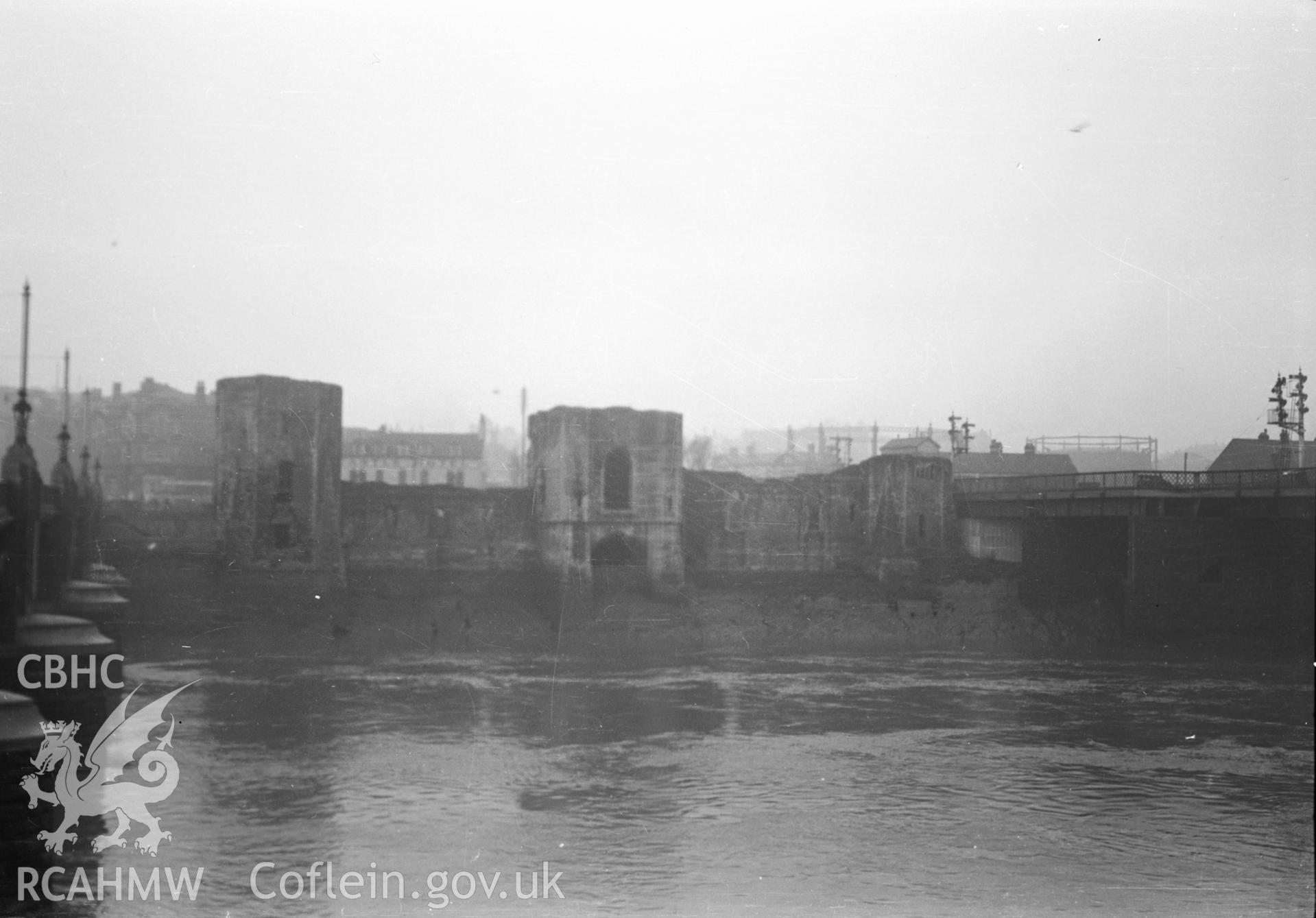 Digital copy of a nitrate negative showing view of Newport Castle (Gwent) taken by Ordnance Survey.