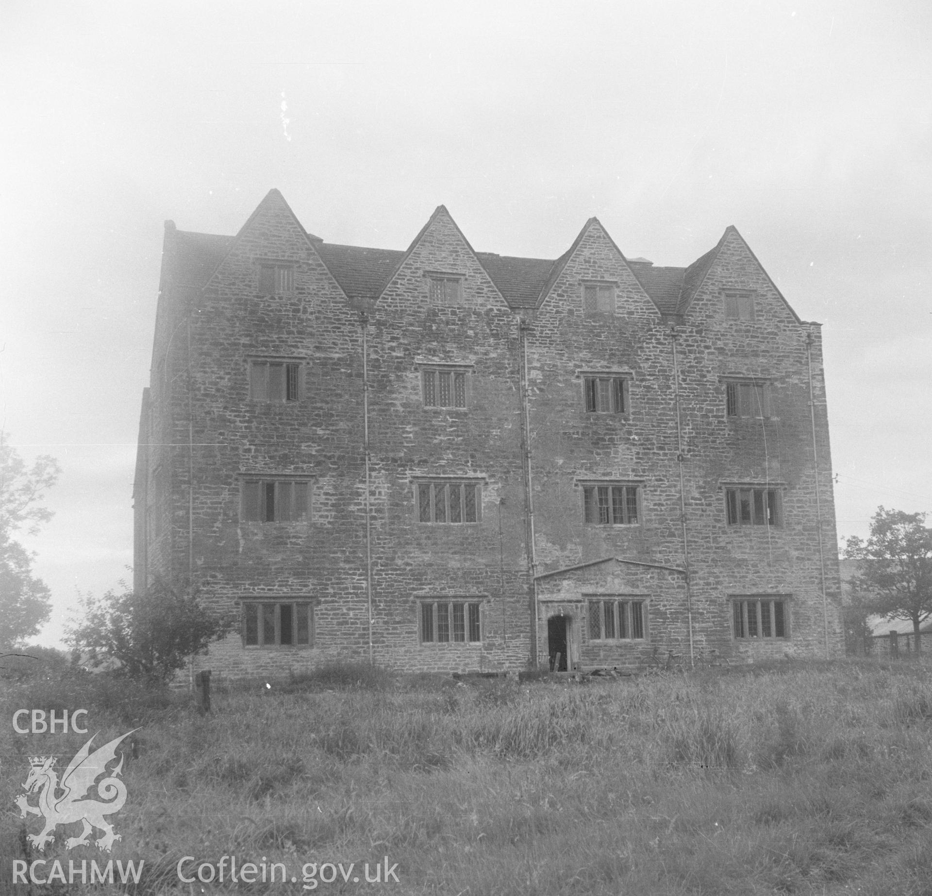 Digital copy of an undated nitrate negative showing exterior view of Treowen, Monmouthshire.