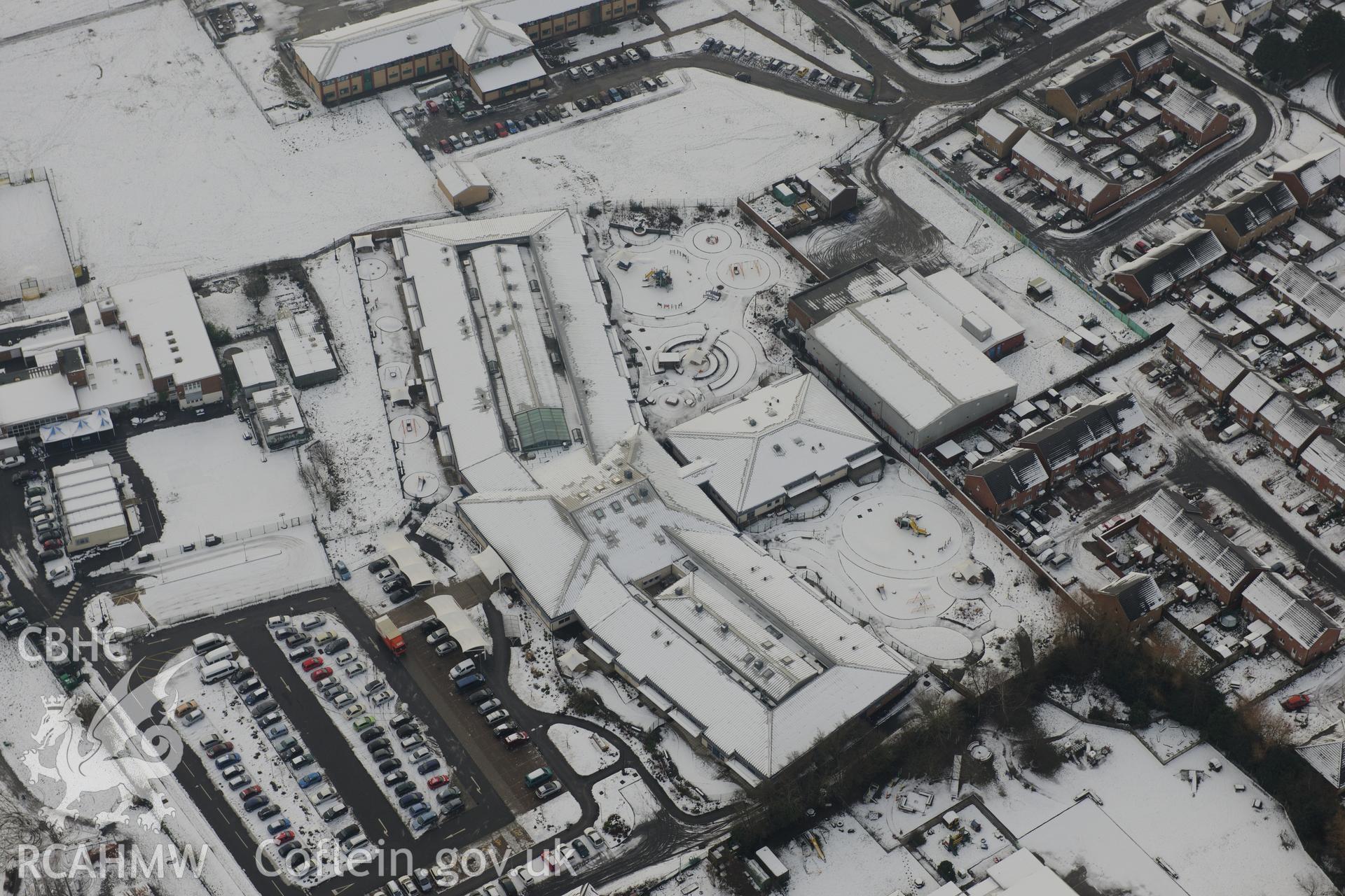 Ty Gwyn Special School, Vincent Road, Ely, Cardiff. Oblique aerial photograph taken during the Royal Commission?s programme of archaeological aerial reconnaissance by Toby Driver on 24th January 2013.
