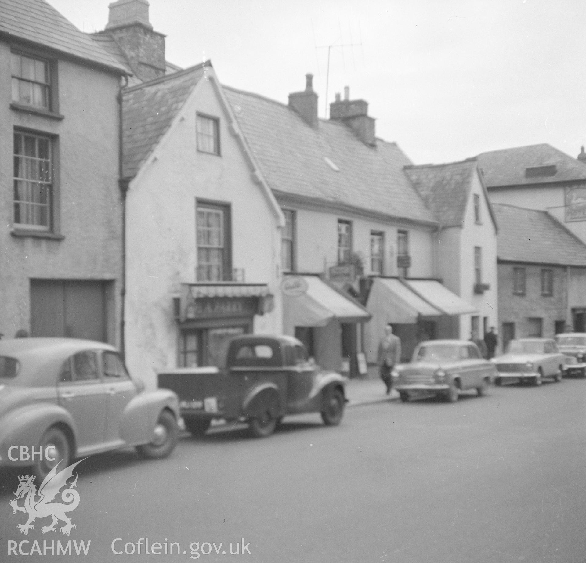 Digital copy of an undated nitrate negative showing street view of 40 Cross Street, Abergavenny.