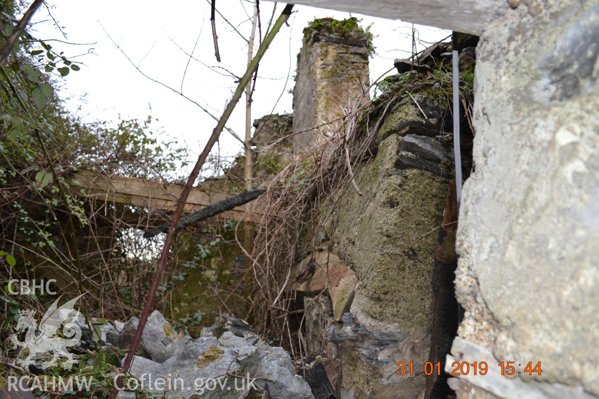 Digital colour photograph showing interior view of the old living room at Fron Deg, Caergeiliog, Ynys Mon. Produced by Gerwyn Williams to meet a condition attached to a planning application, 2019.