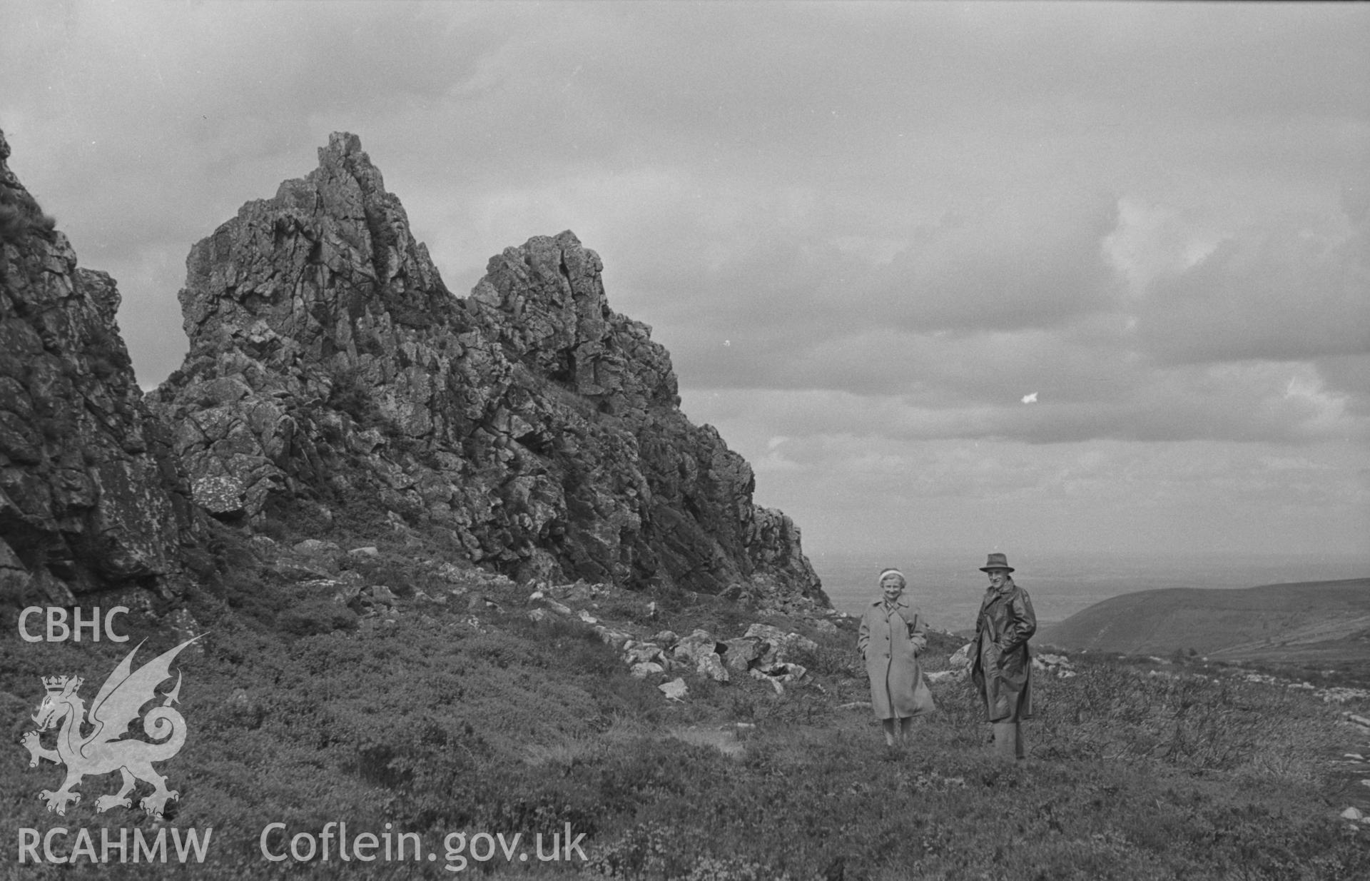 Black and White photograph showing Stiperstones, Shropshire.