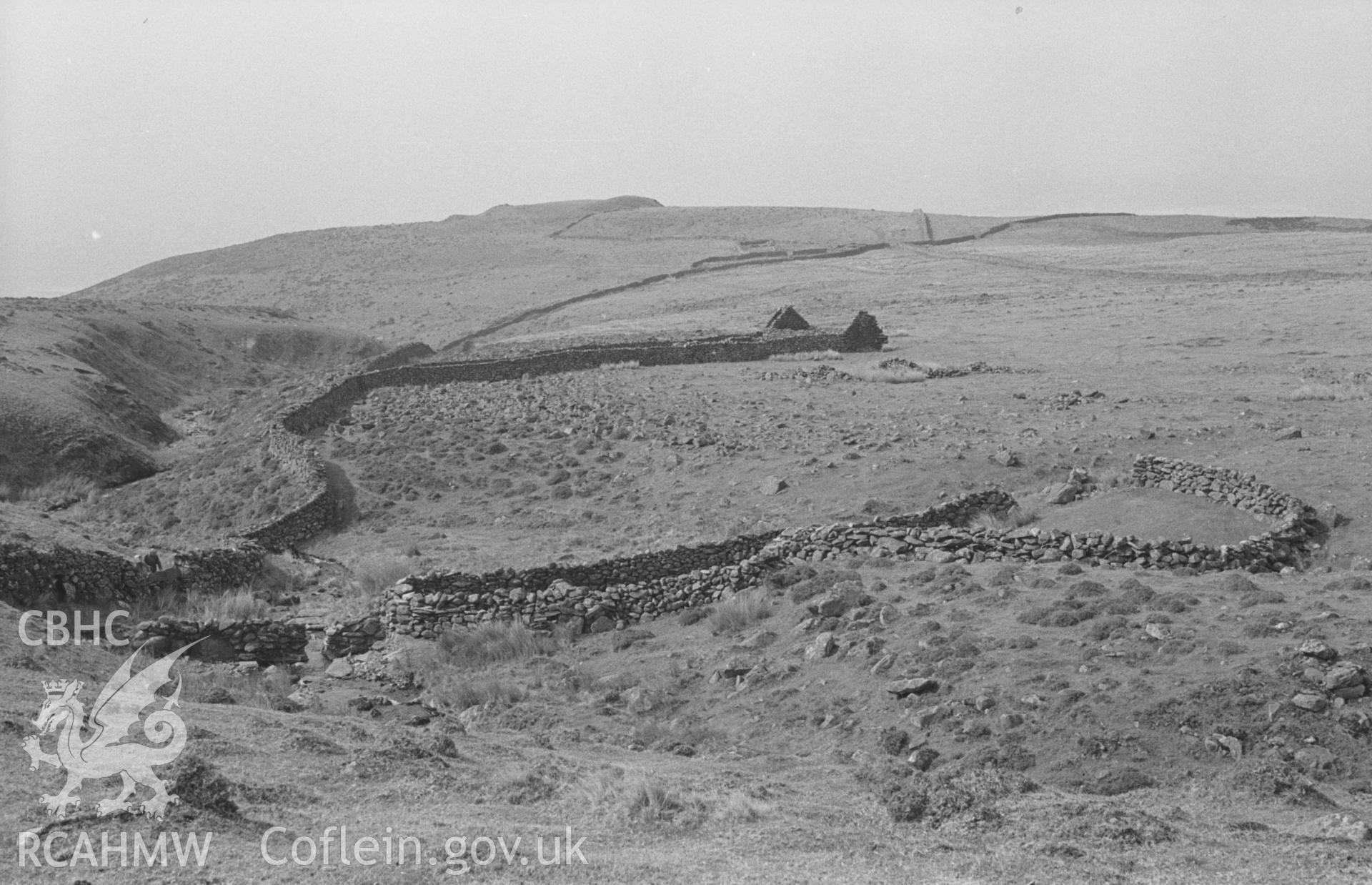 Black and White photograph showing view near Carneddau Hengwm North and South Cairns.