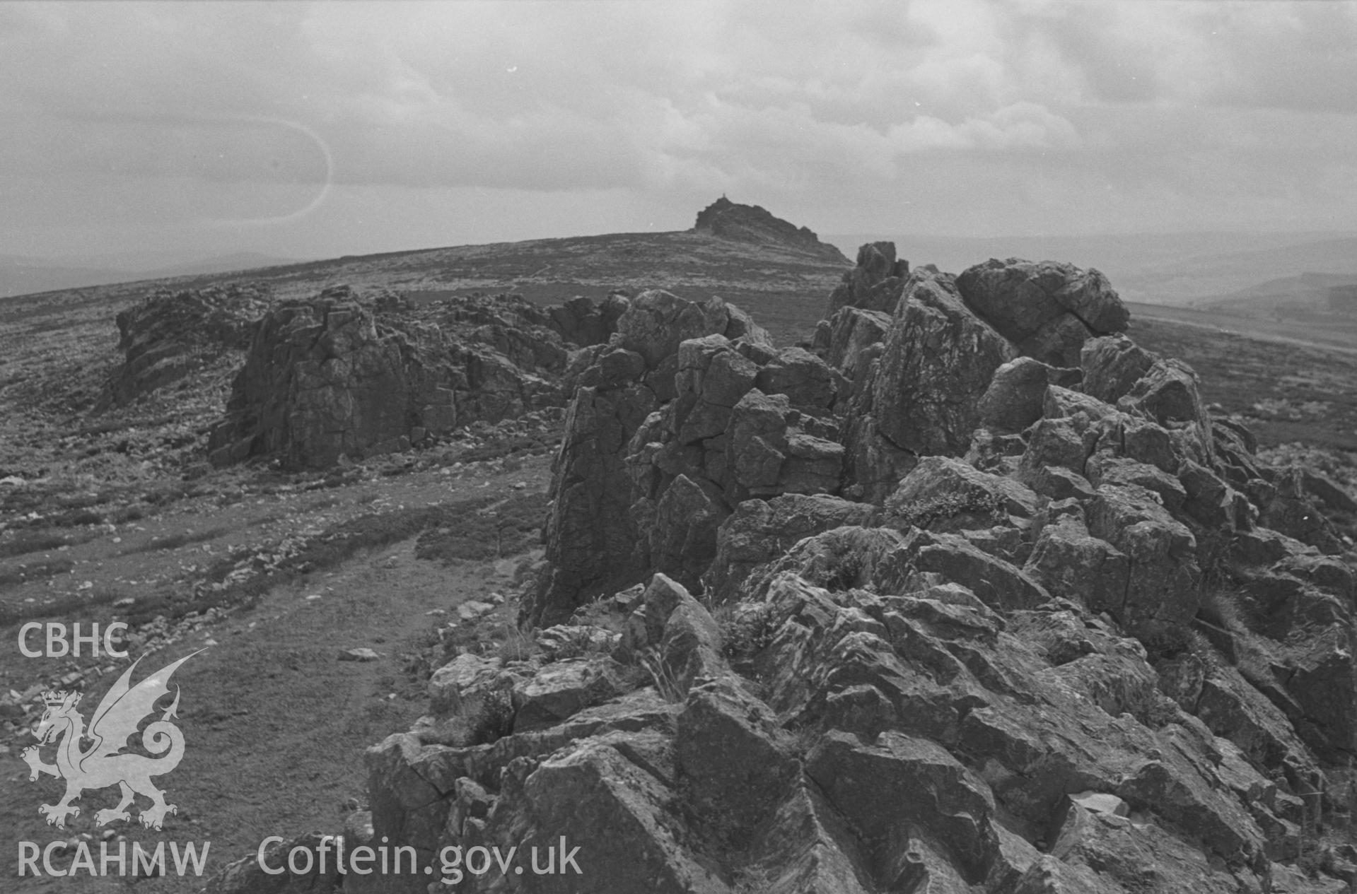 Black and White photograph showing Stiperstones, Shropshire.