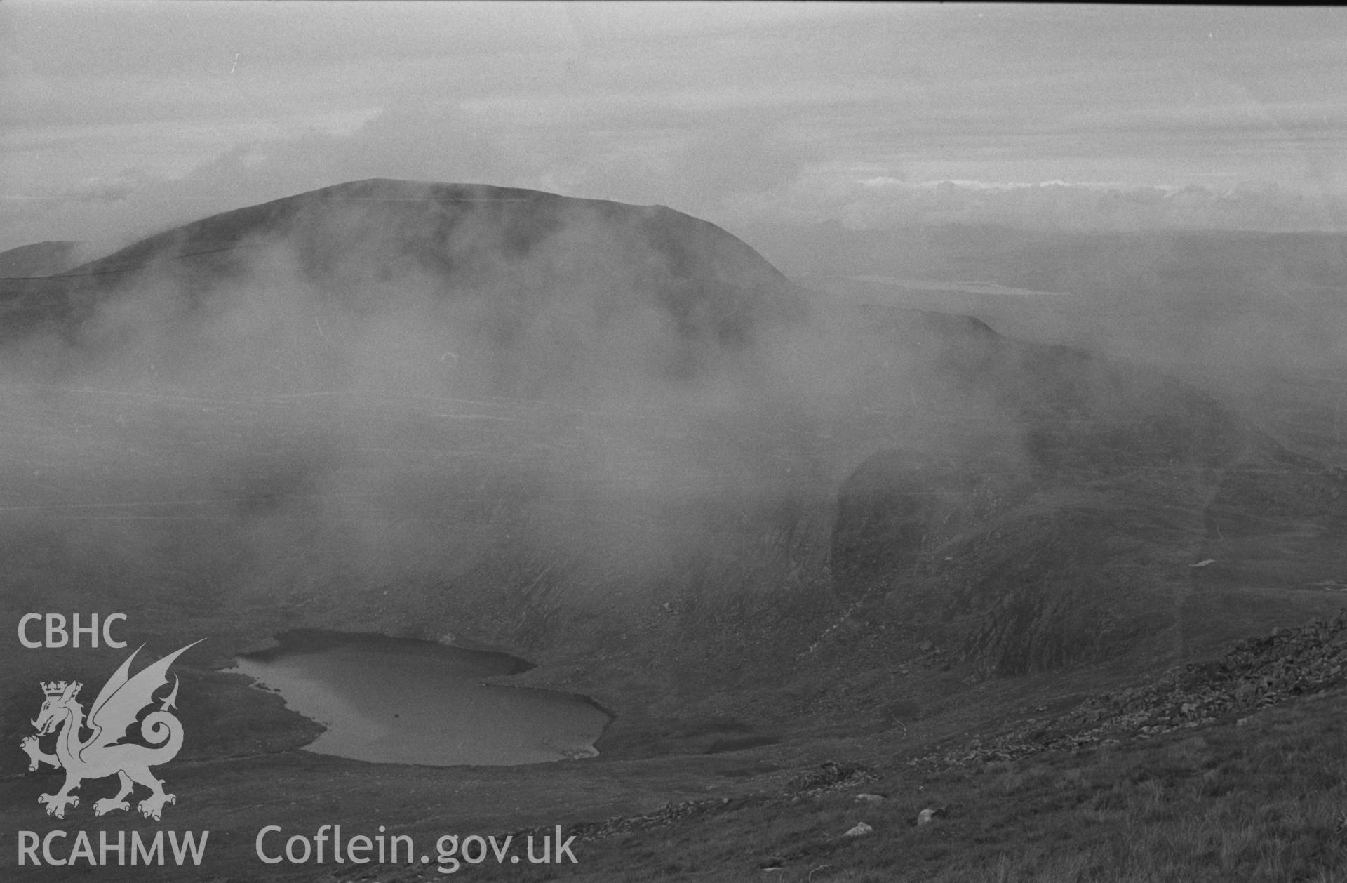 Black and White photograph showing Diffwys landscape.