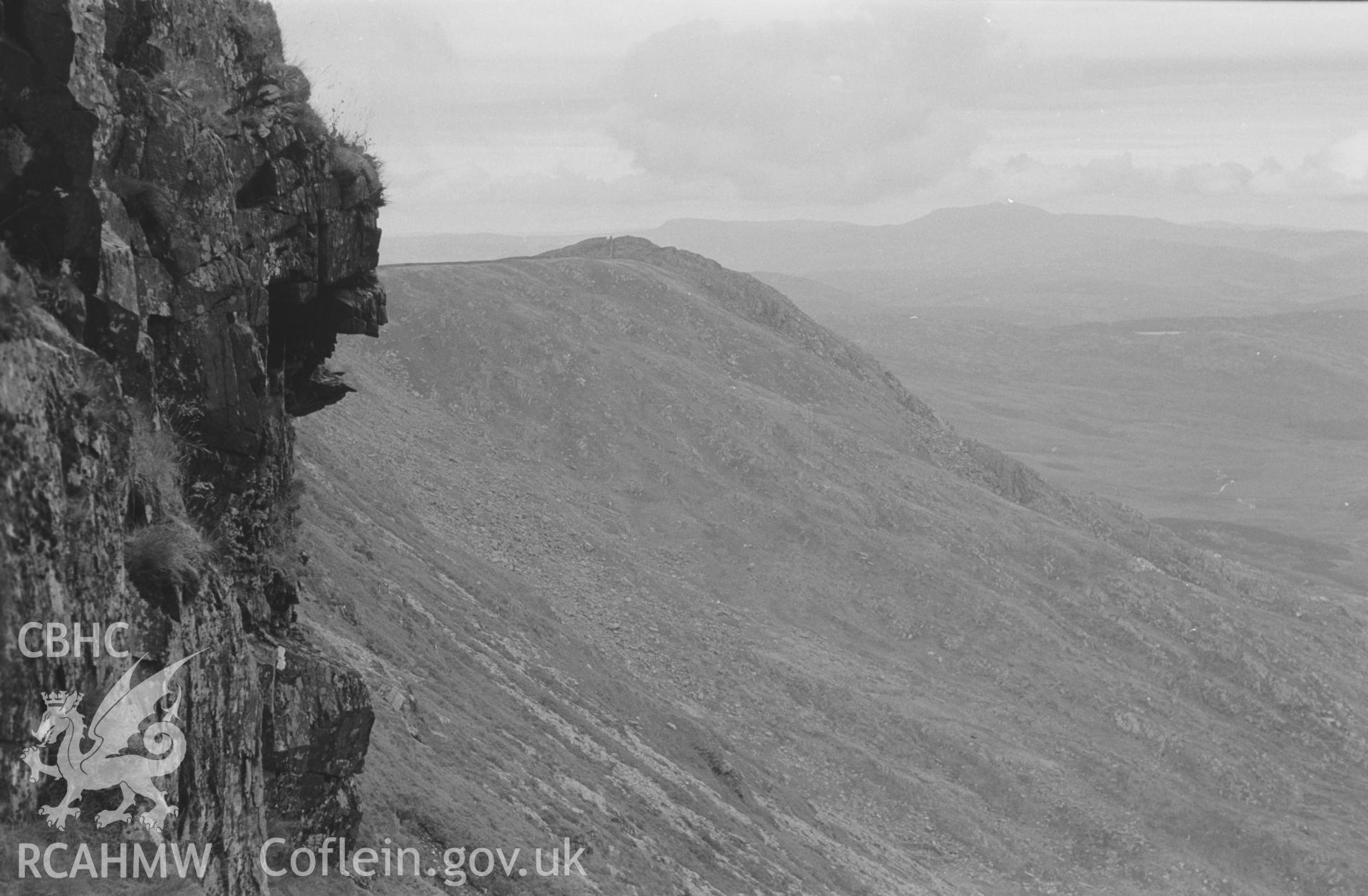 Black and White photograph showing Diffwys landscape.