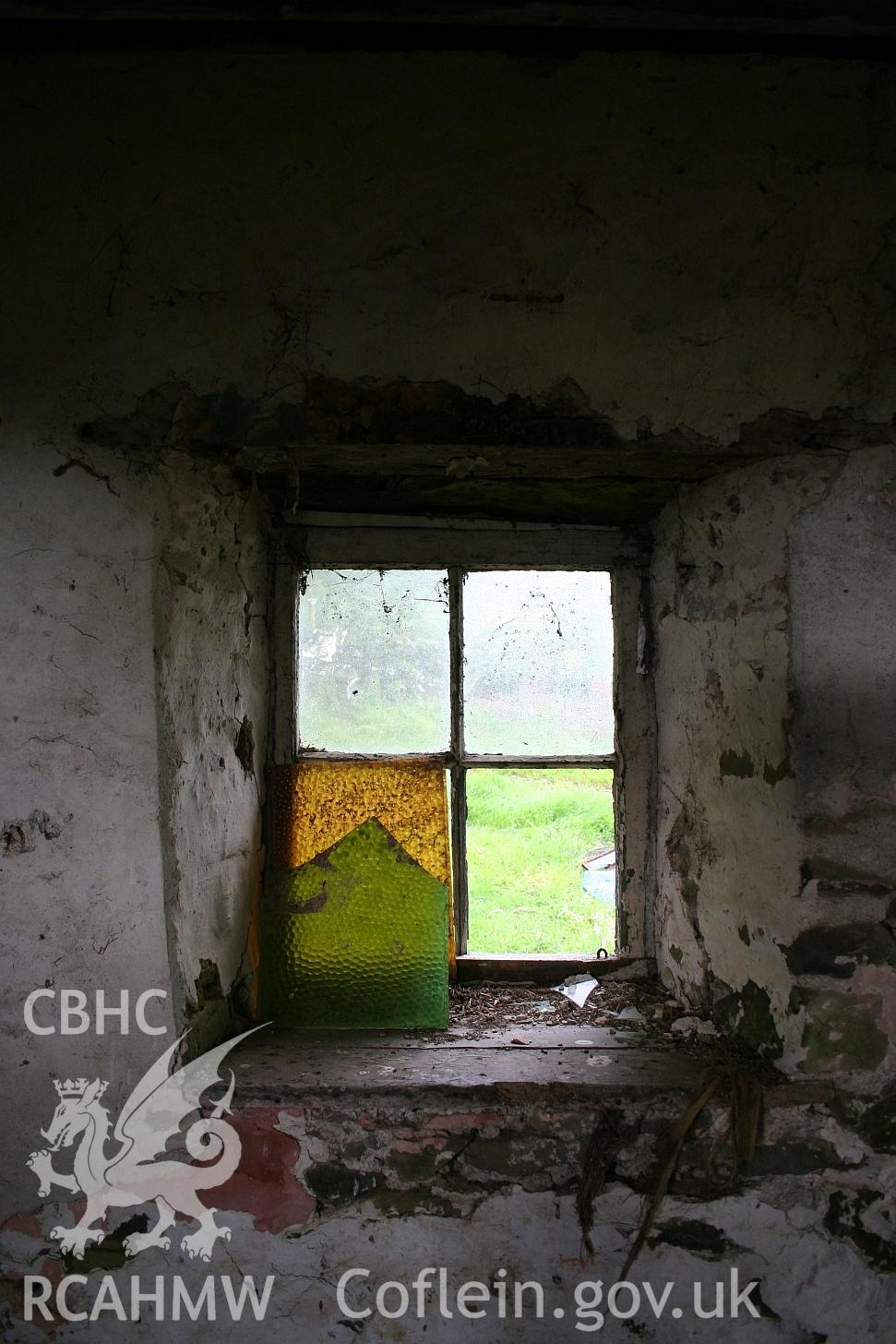 Dwelling end of Allt Ddu farmhouse, kitchen/living room window detail.