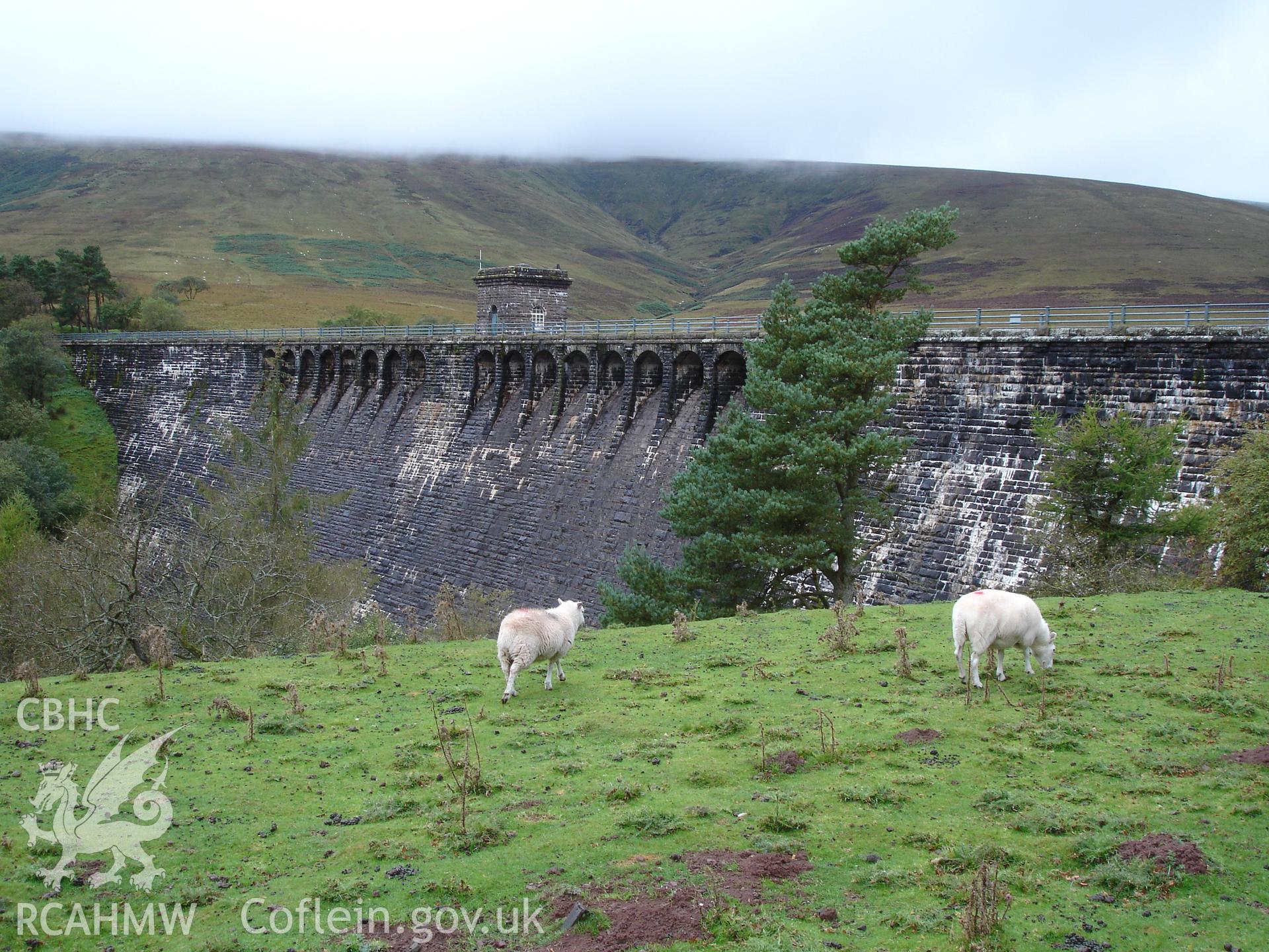 Digital colour photograph of Grwyne Fawr Reservoir Dam taken on 22/09/2007 by R.P.Sambrook during the Black Mountains Central (North) Survey undertaken by Trysor.