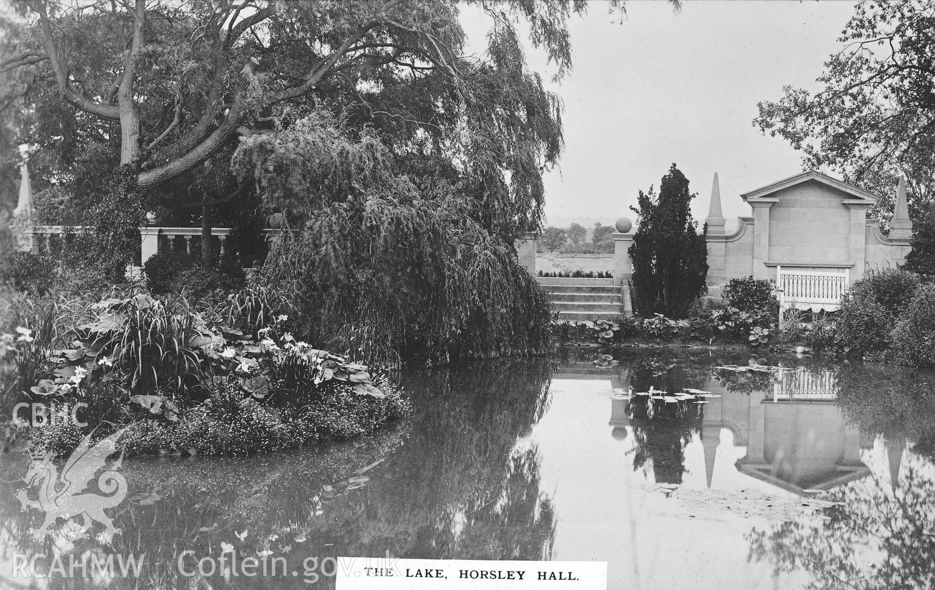 Postcard view of the garden at Horsley Hall.