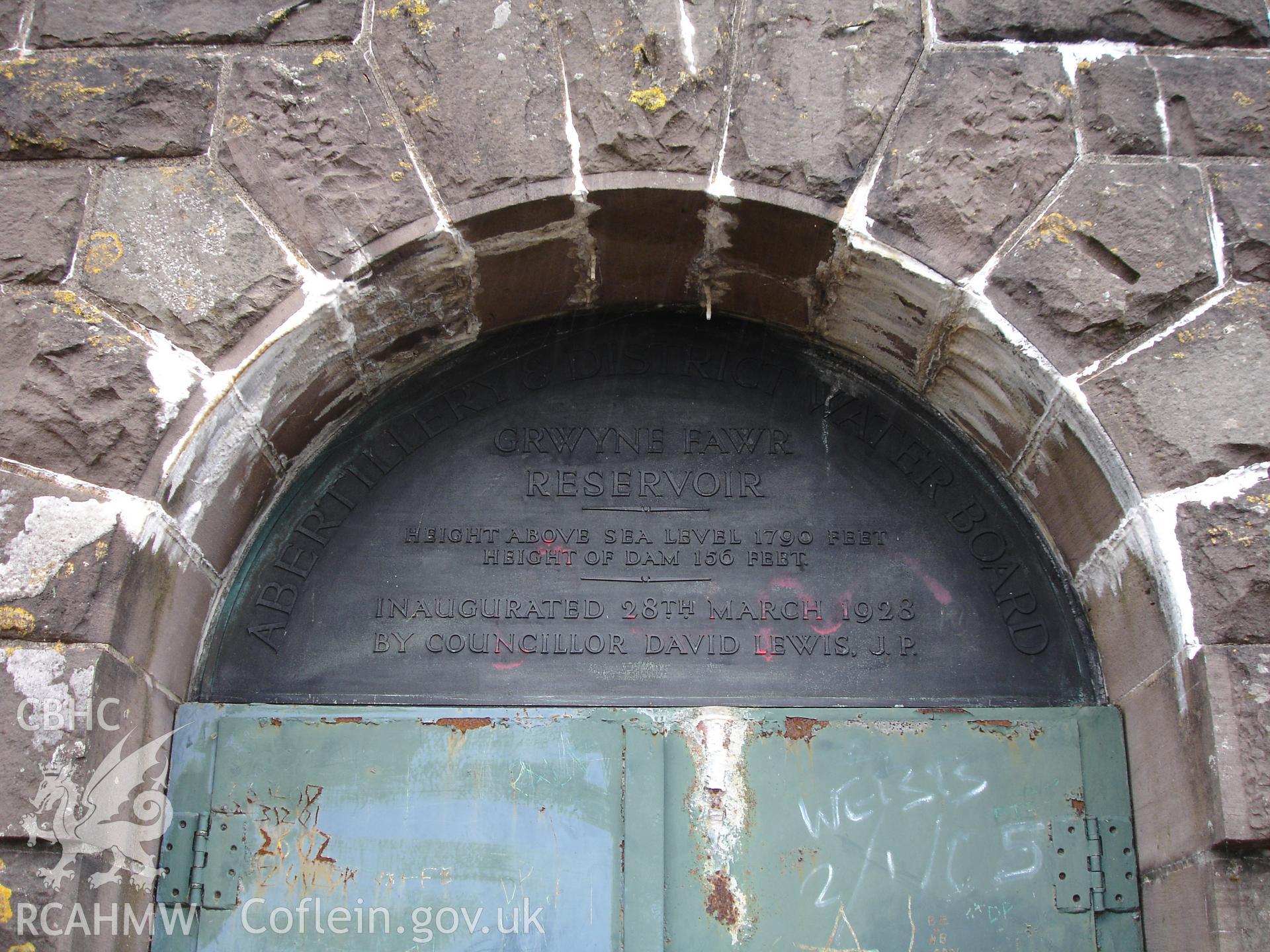 Digital colour photograph of Grwyne Fawr Reservoir Valve Tower taken on 22/09/2007 by R.P.Sambrook during the Black Mountains Central (North) Survey undertaken by Trysor.