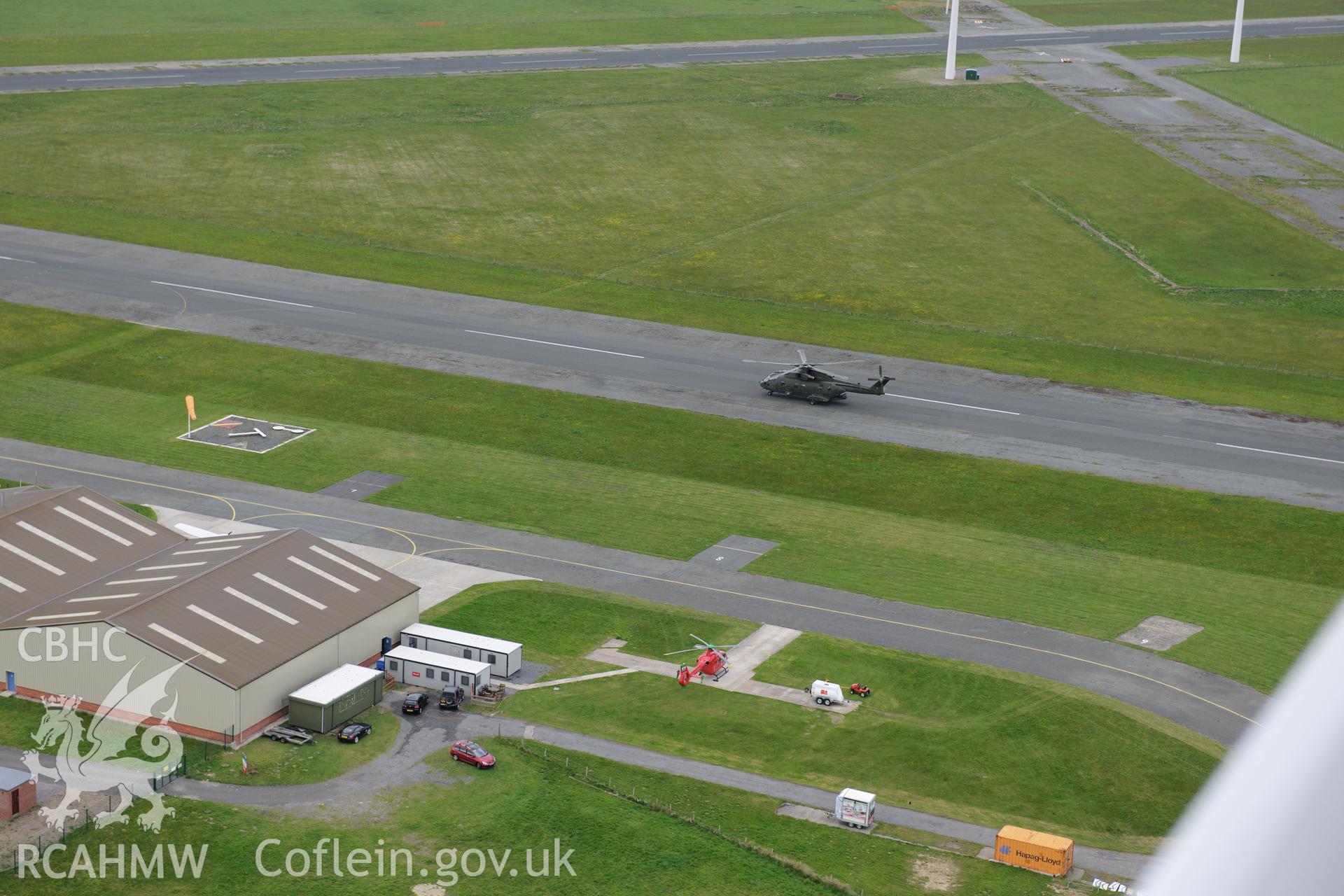 Caernarfon airfield. Oblique aerial photograph taken during the Royal Commission?s programme of archaeological aerial reconnaissance by Toby Driver on 22nd May 2013.