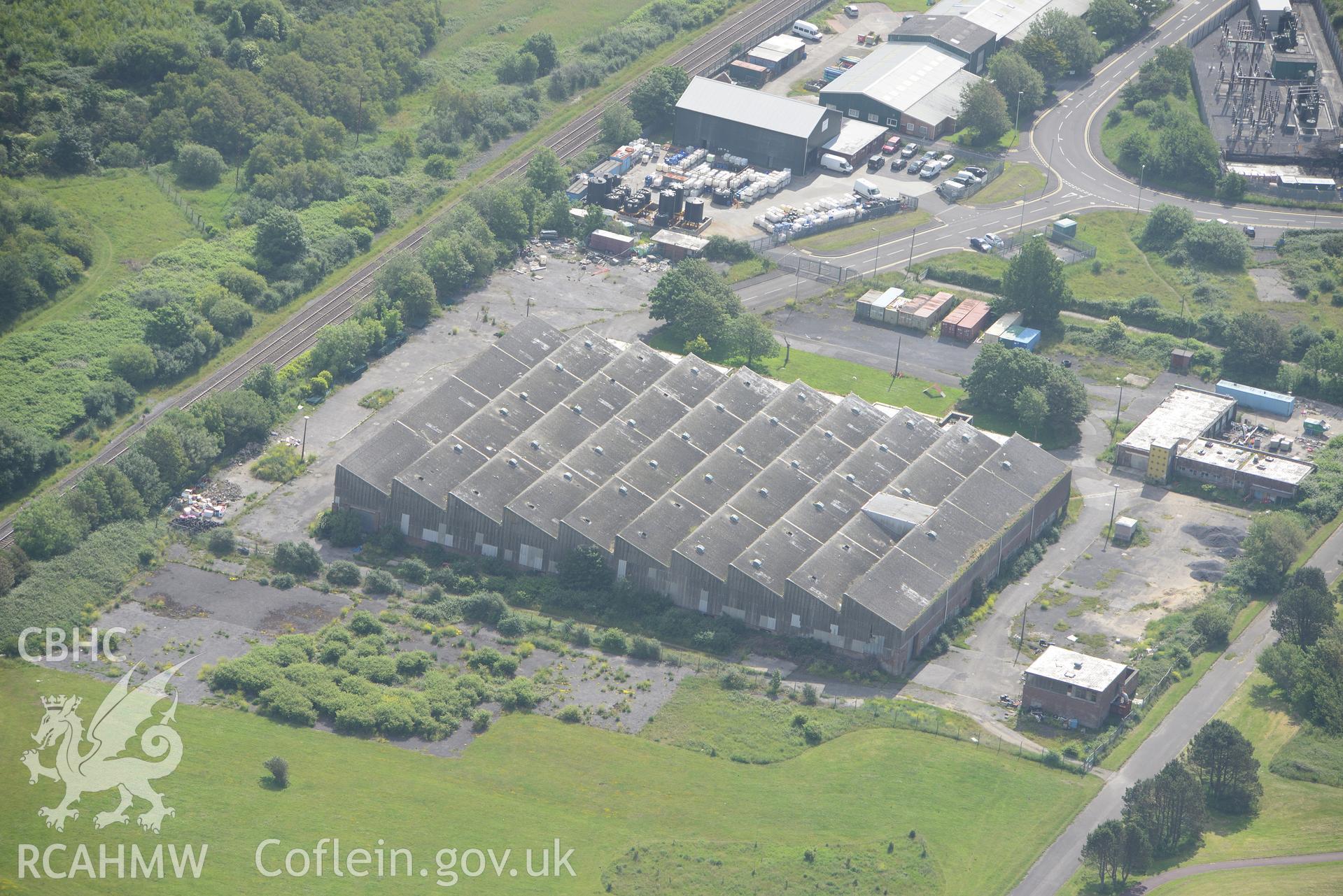 Works near Llanelli Dock. Oblique aerial photograph taken during the Royal Commission's programme of archaeological aerial reconnaissance by Toby Driver on 19th June 2015.