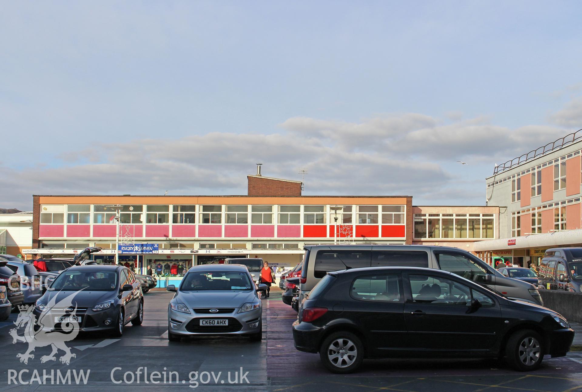 Exterior view of Cwmbran Shopping Centre's car park. Photograph taken by Sue Fielding in November 2017.
