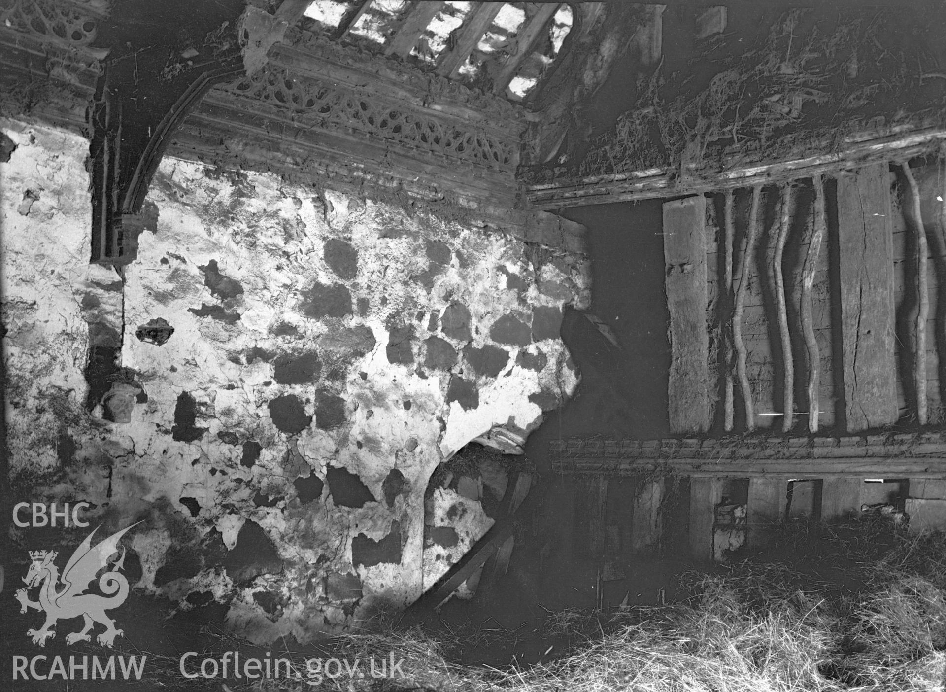 Digital copy of a nitrate negative showing the barn at Cochwillan.