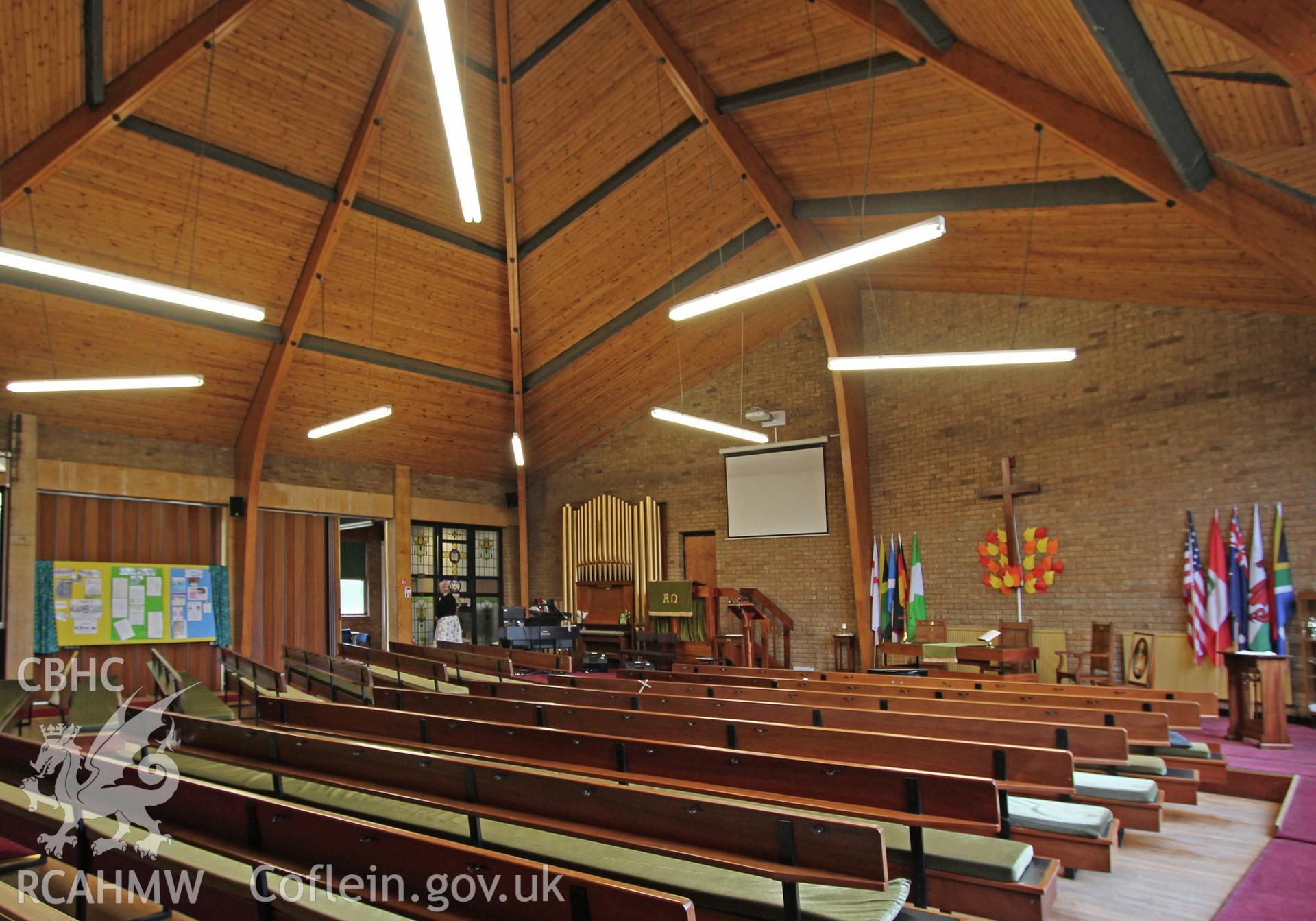 Colour photograph showing interior view of the Riverside chapel, Port Talbot. Photographed during survey conducted by Geoff Ward on 5th July 2016.