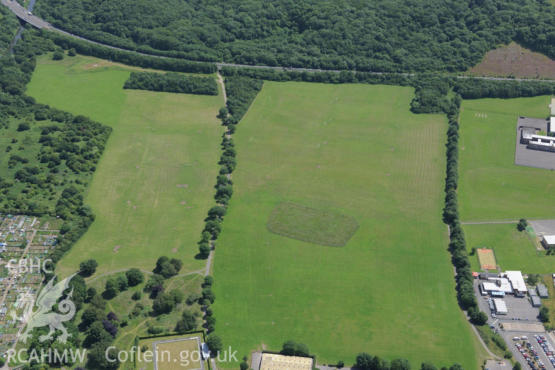 Ely Roman Villa,  Cardiff. Oblique aerial photograph taken during the Royal Commission's programme of archaeological aerial reconnaissance by Toby Driver on 29th June 2015.
