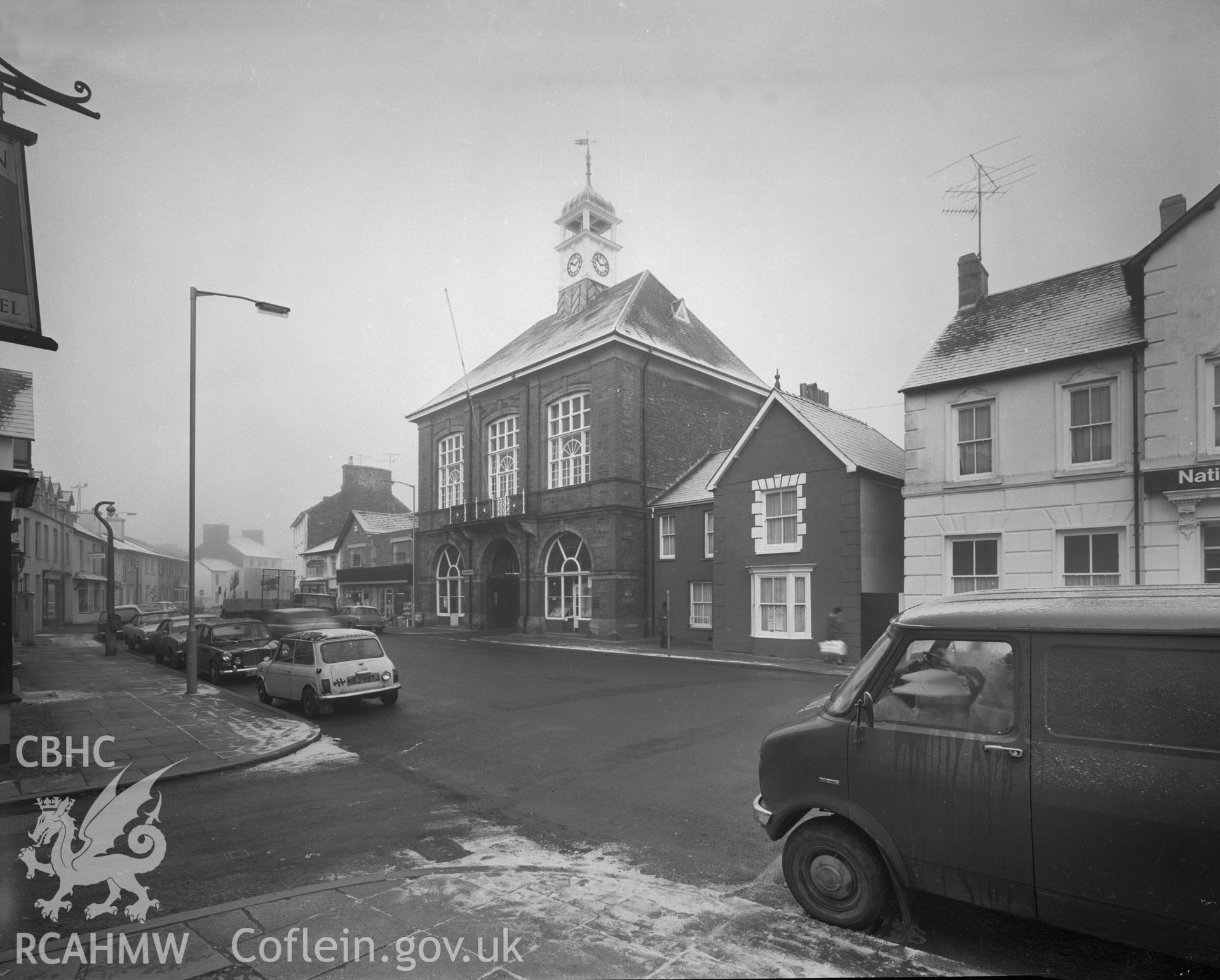 Digital copy of RCAHMW photo showing Lampeter Town Hall in 1978.