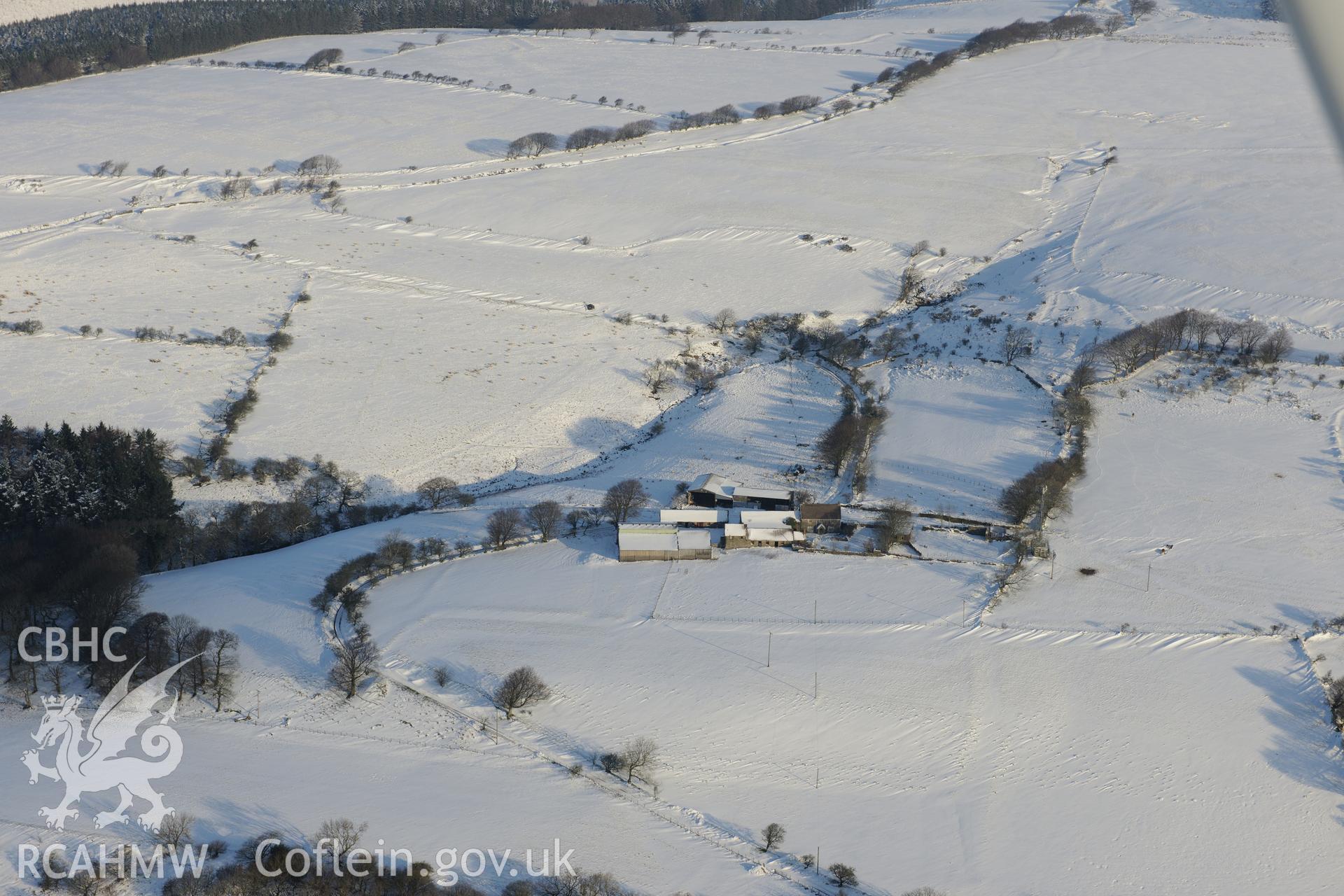 Ton Mawr hillfort, Margam, Port Talbot. Oblique aerial photograph taken during the Royal Commission?s programme of archaeological aerial reconnaissance by Toby Driver on 24th January 2013.