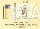 Illustration of insignia, with words 'King Line, Ltd, (Phillips, Phillips & co, ltd), London. Included amongst material relating to desk based assessment of the MV King Edgar historic wreck site, conducted by Archaeology Wales, 2017. Project ref no: 2500. Report no. 1563.
