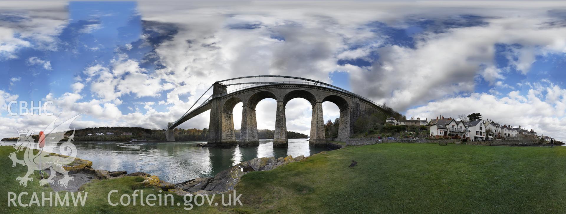 Reduced resolution .tiff file of stitched images from the Menai Bridge gigapan project, carried out by Scott Lloyd and Rita Singer, October 2017. An uncropped image required for Coflein.