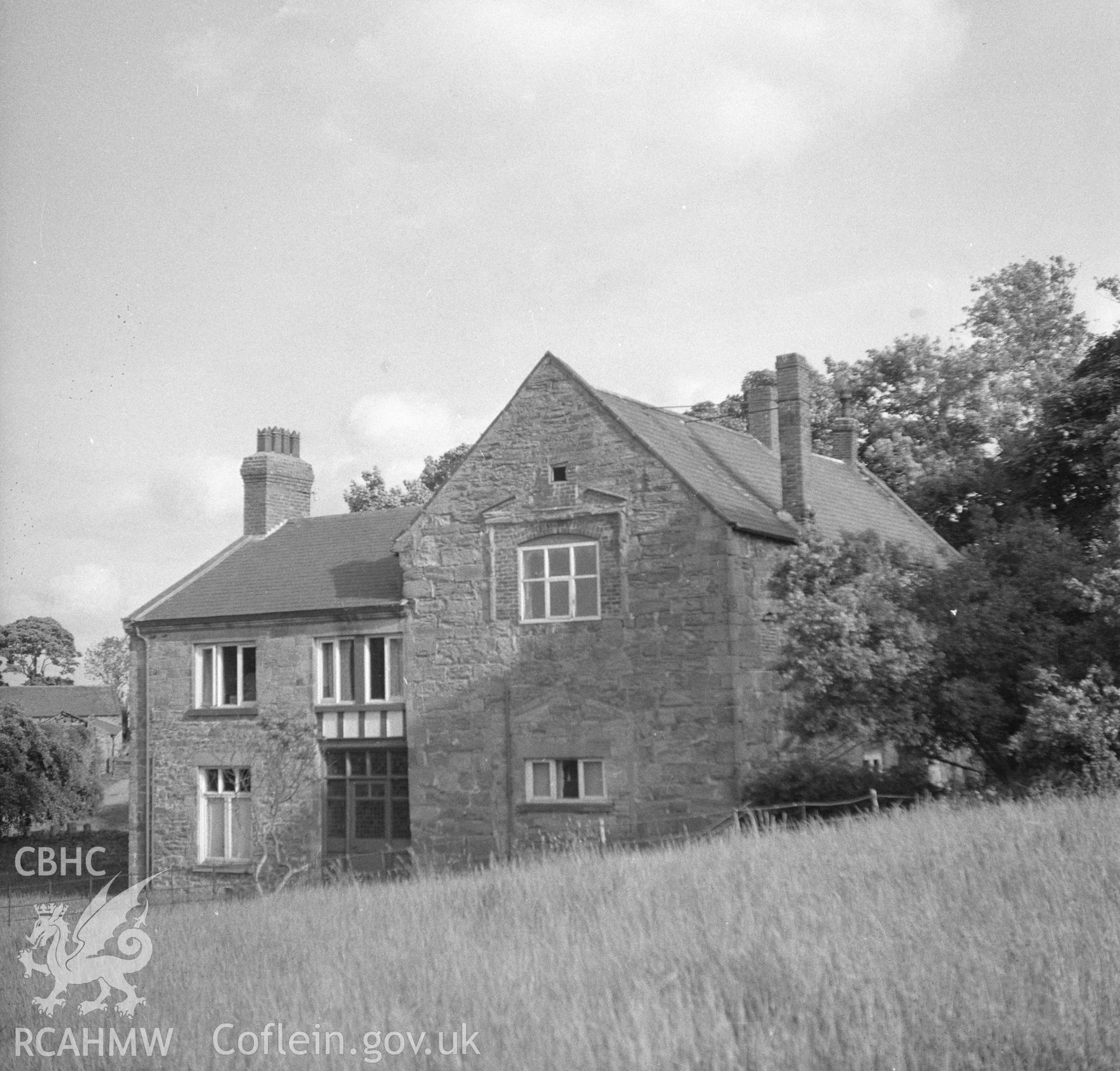 Digital copy of a black and white nitrate negative showing exterior view of Llyseurgain, Northop.