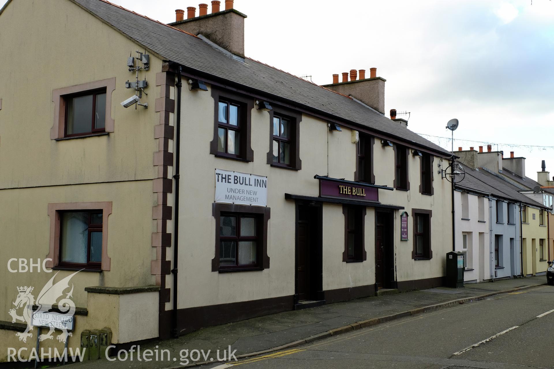 Colour photograph showing view looking south west at the Bull Inn, High Street, Deiniolen, produced by Richard Hayman 2nd February 2017