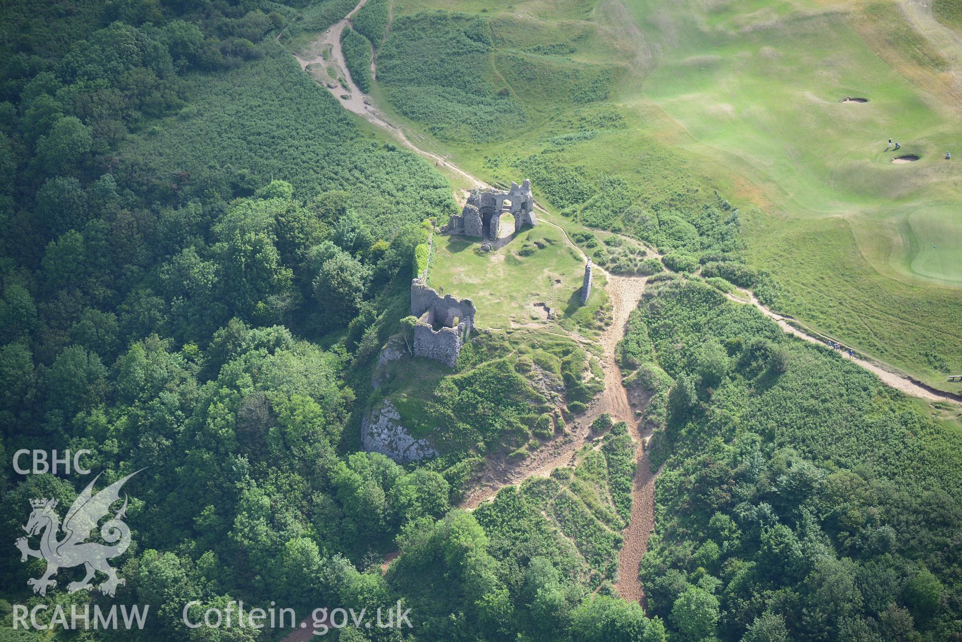 Pennard Castle. Oblique aerial photograph taken during the Royal Commission's programme of archaeological aerial reconnaissance by Toby Driver on 19th June 2015.