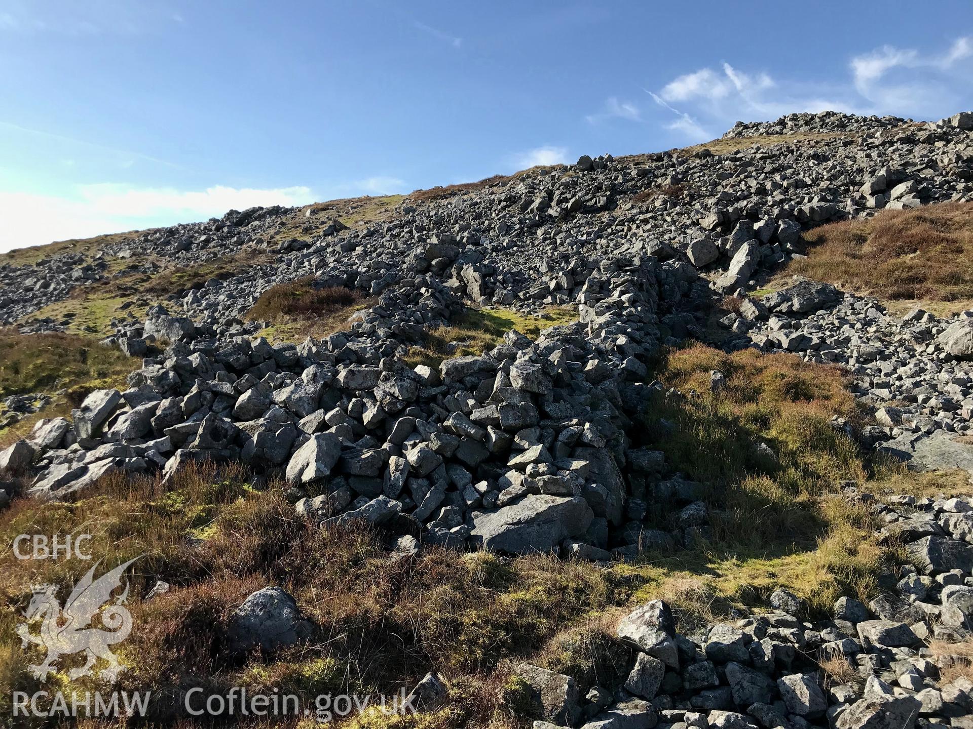 Digital colour photograph of sheepfold at Twr Pen-Cyrn, Llangattock, west of Abergavenny, taken by Paul R. Davis on 24th February 2019.