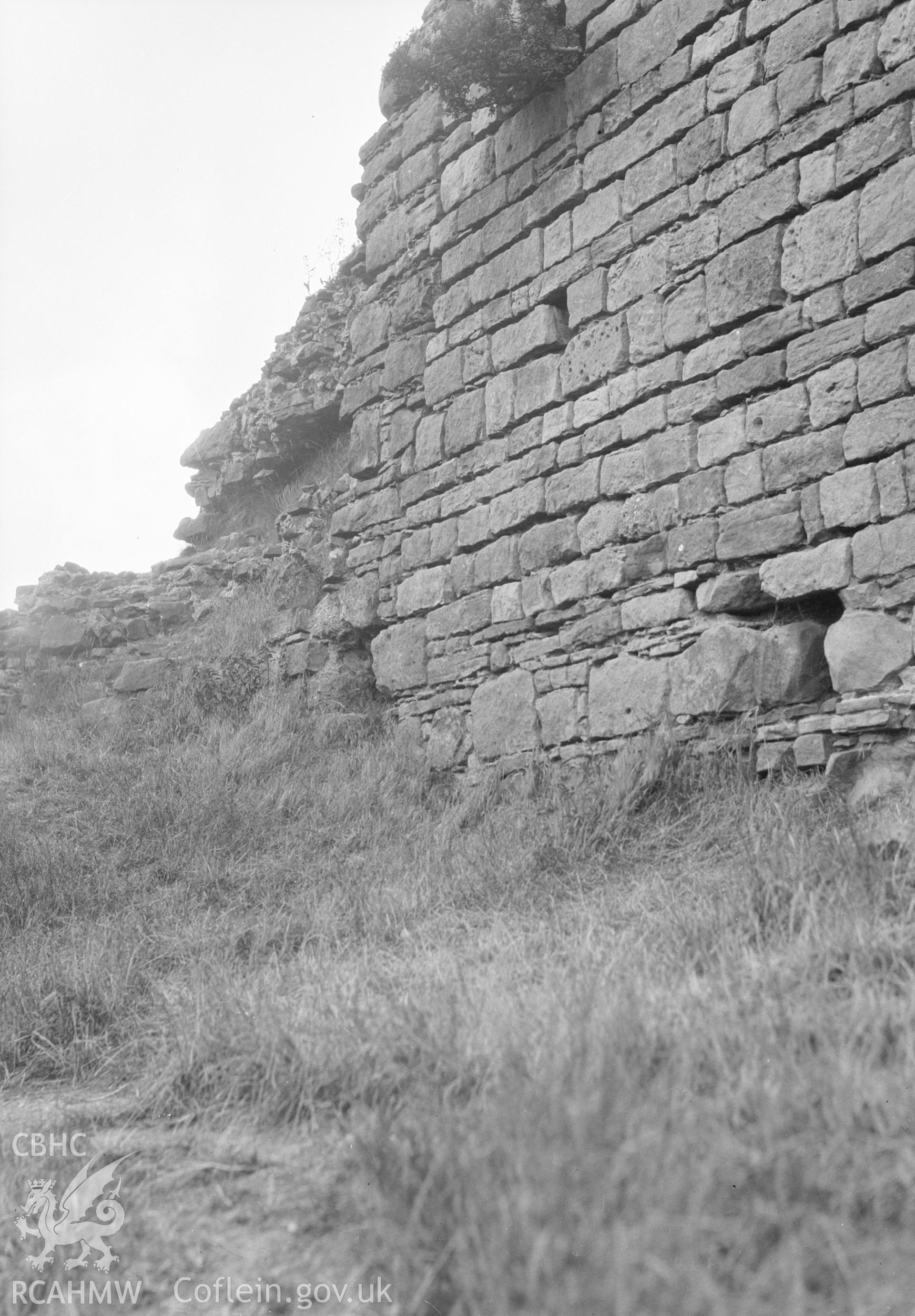 Digital copy of a nitrate negative showing detailed view of Caergwrle Castle. From the Cadw Monuments in Care Collection.