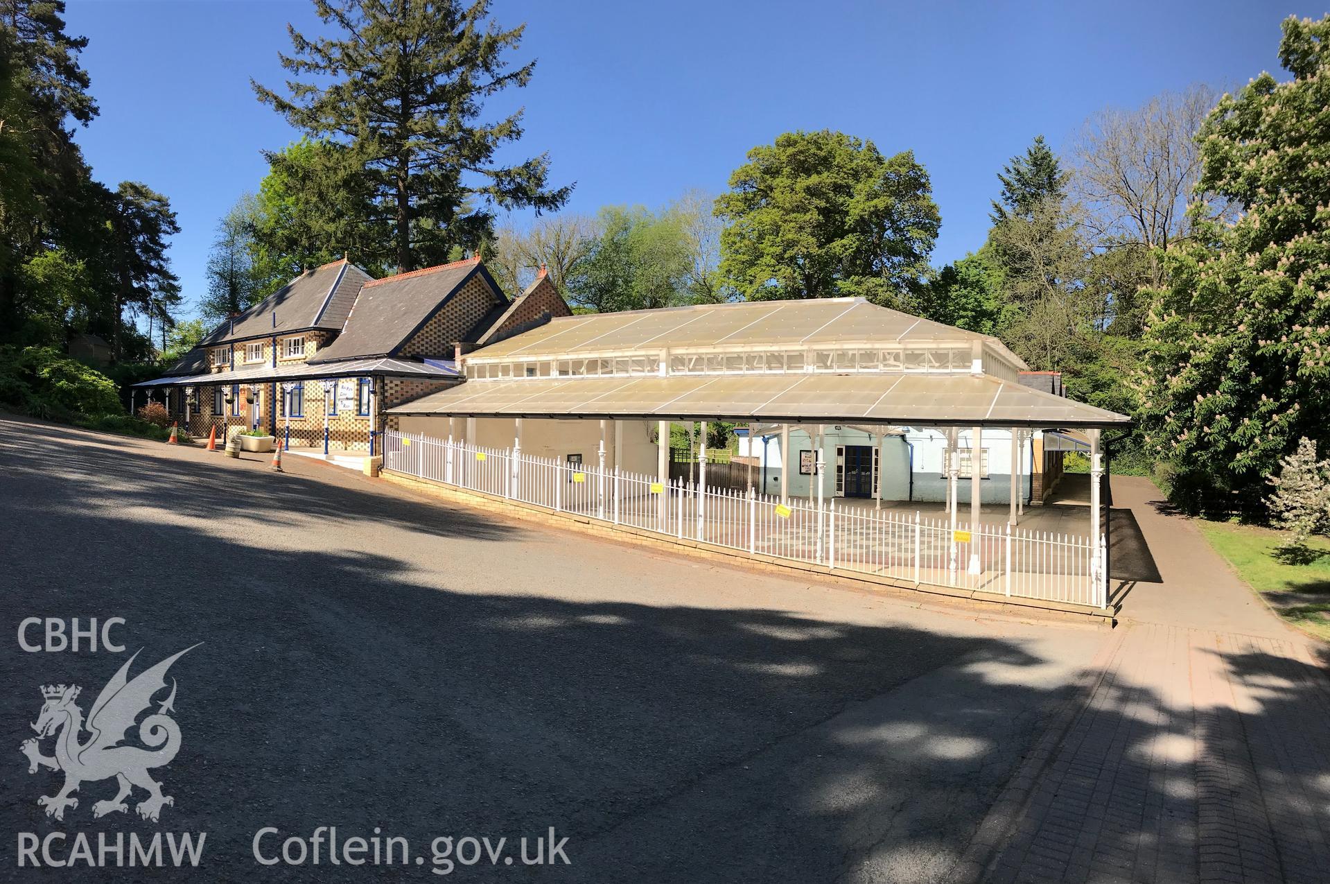Colour photo showing exterior view of the Rock Park spa centre pavilion, Llandrindod Wells, taken by Paul R. Davis, 19th May 2018.