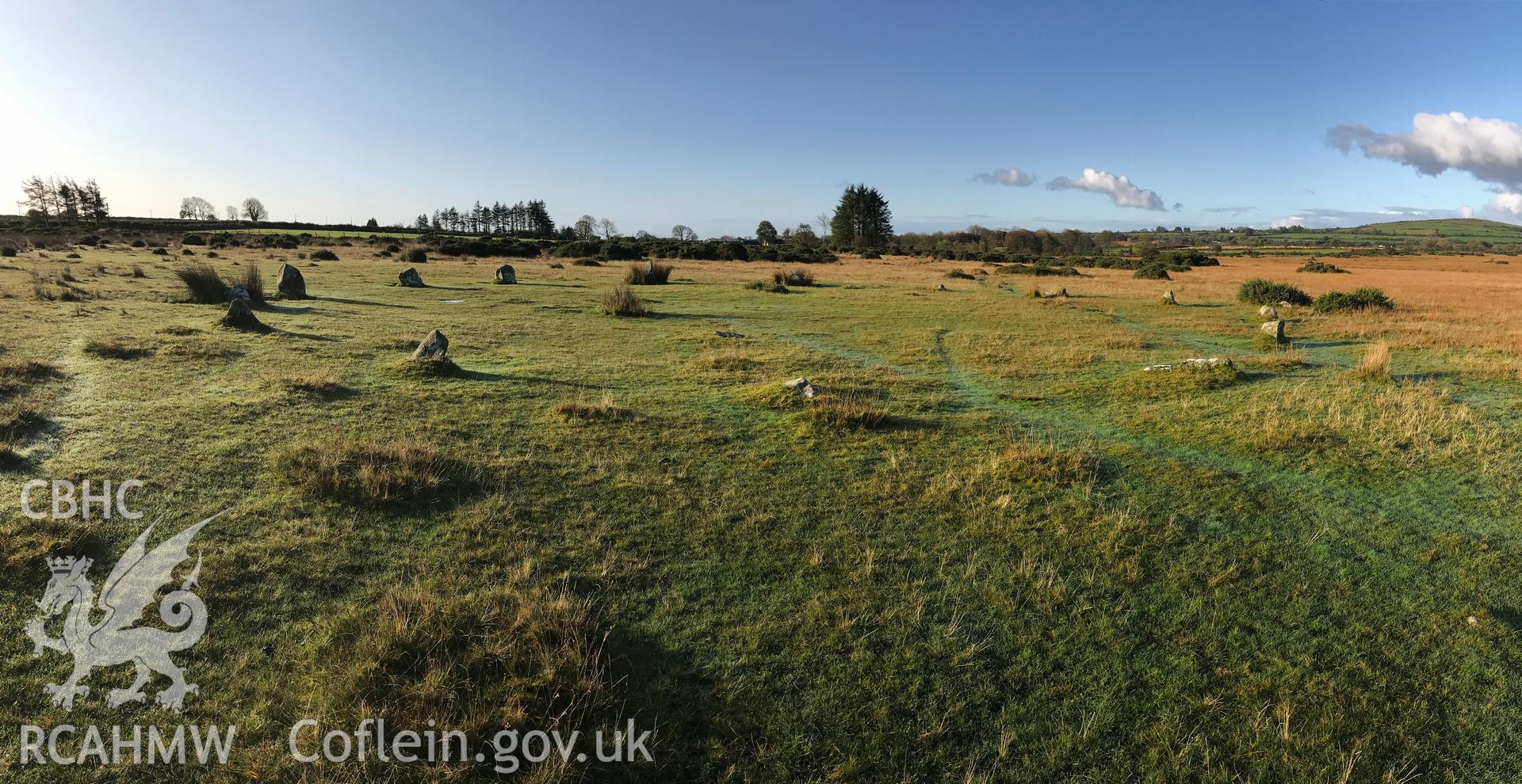 Digital colour photograph showing Gors Fawr stone circle, Mynachlog-Ddu, taken by Paul Davis on 22nd October 2019.