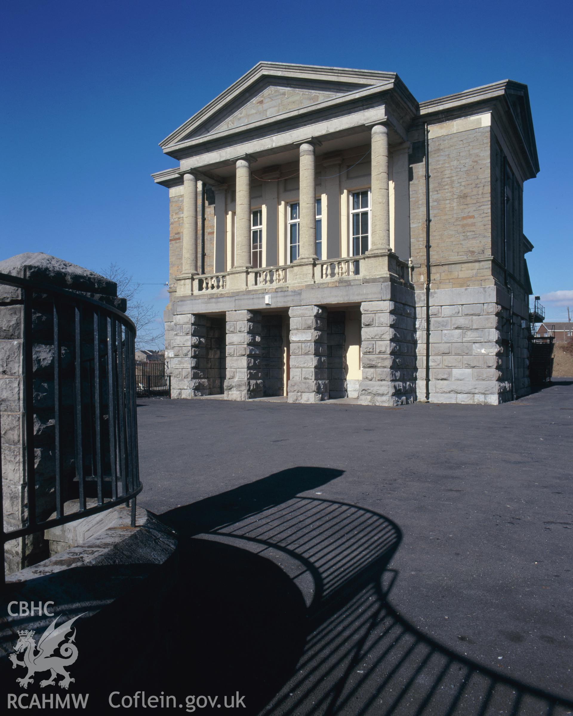Digital copy of a colour negative showing Dowlais Guest Memorial Reading Room and Library, 1995.