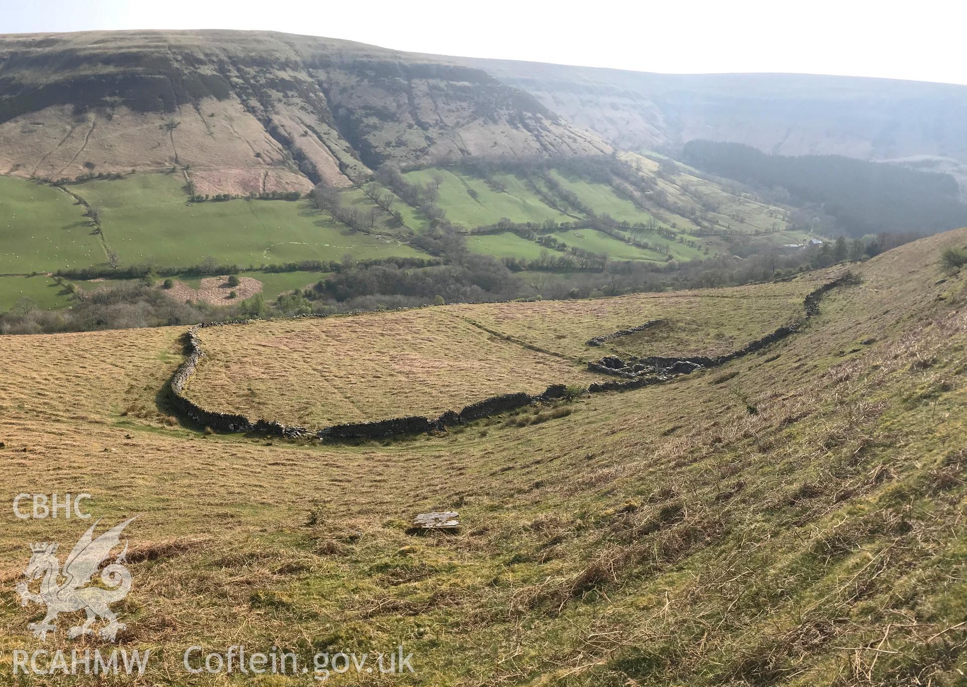 Digital colour photograph showing view of Darren Lwyd deserted farmstead, Llanigon, east of Talgarth, taken by Paul R. Davis on 22nd April 2019.