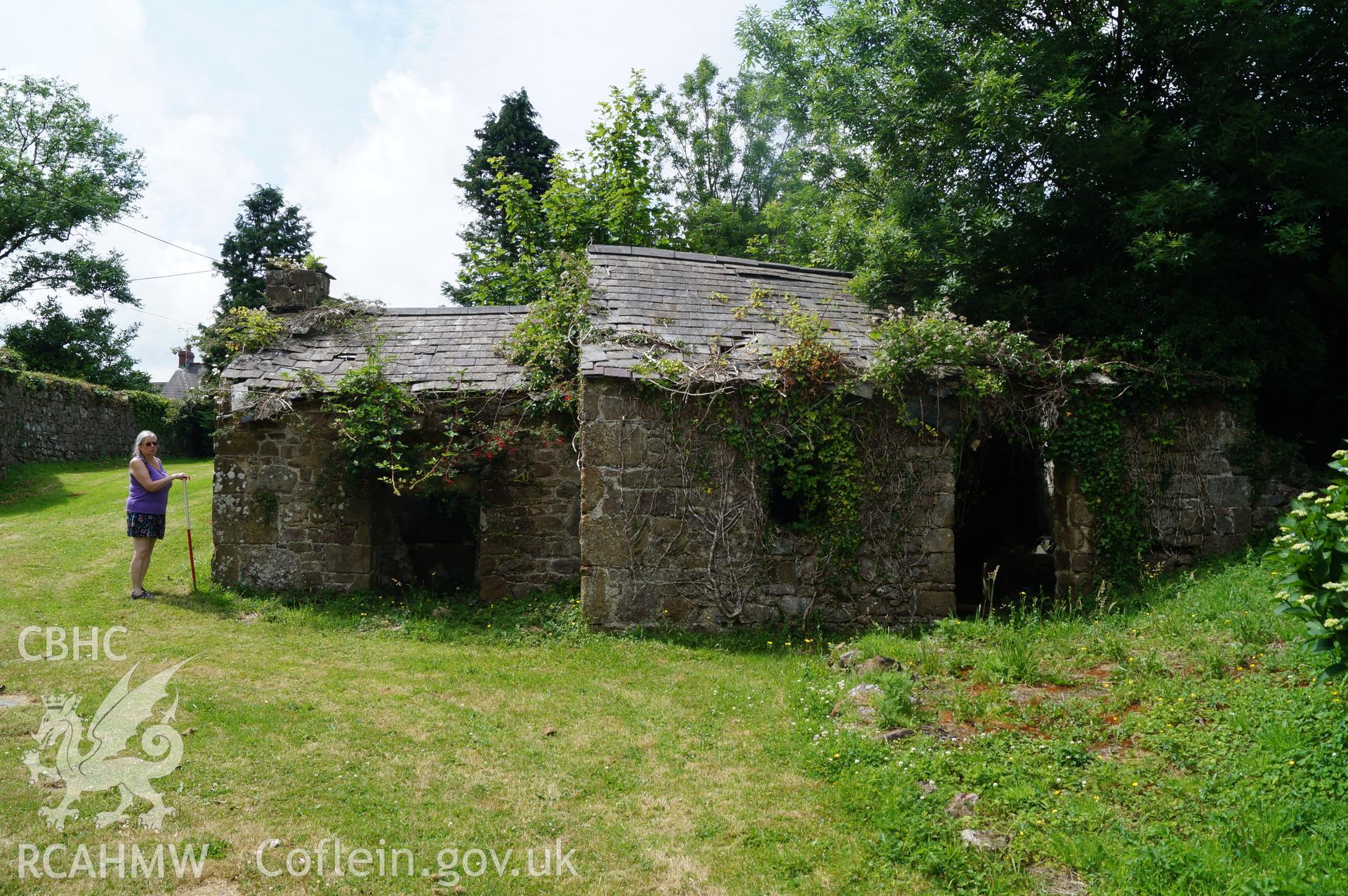 View 'looking west northwest at ruined building northwest of Robeston Wathen.' Photograph and description by Jenny Hall and Paul Sambrook of Trysor, 22nd June 2017.