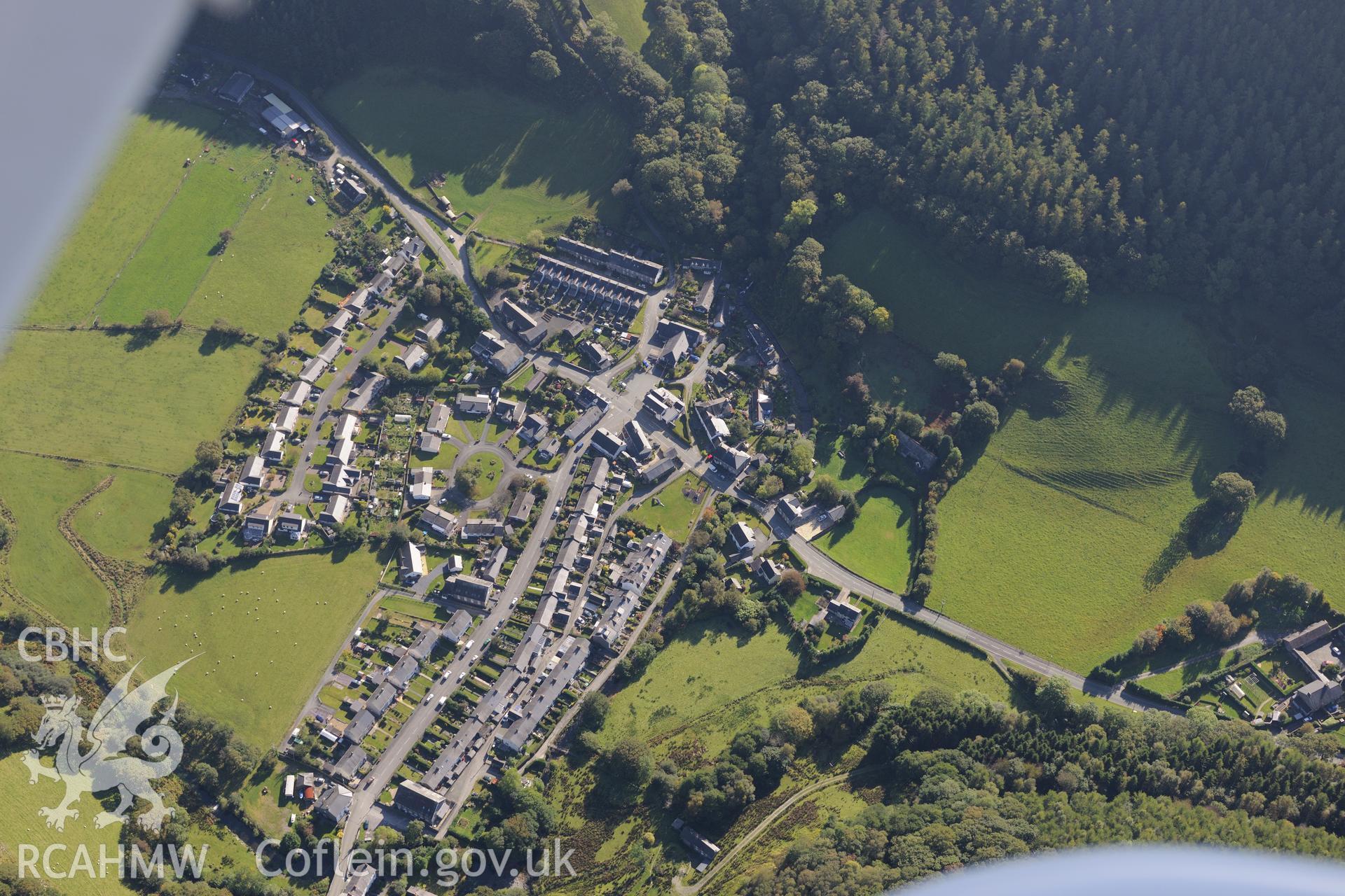 Abergynolwyn. Oblique aerial photograph taken during the Royal Commission's programme of archaeological aerial reconnaissance by Toby Driver on 2nd October 2015.