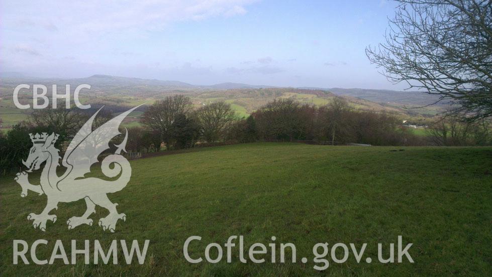 Digital colour photograph of the Craig-y-Dorth battlefield. Photographed during Phase Three of the Welsh Battlefield Metal Detector Survey, carried out by Archaeology Wales, 2012-2014. Project code: 2041 - WBS/12/SUR.