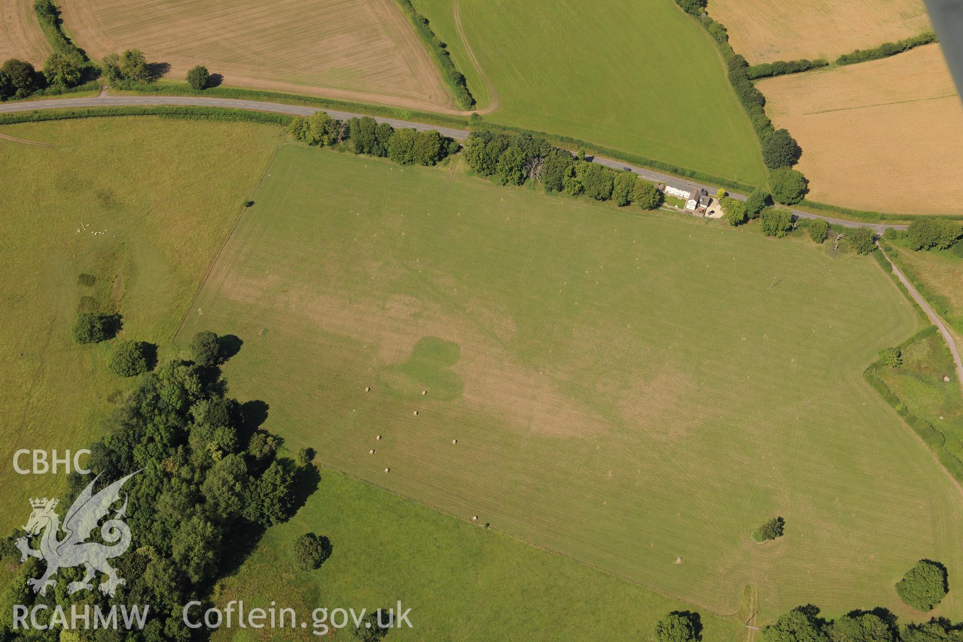 Tynewydd barrow cemetery, St. Fagans. Oblique aerial photograph taken during the Royal Commission?s programme of archaeological aerial reconnaissance by Toby Driver on 1st August 2013.