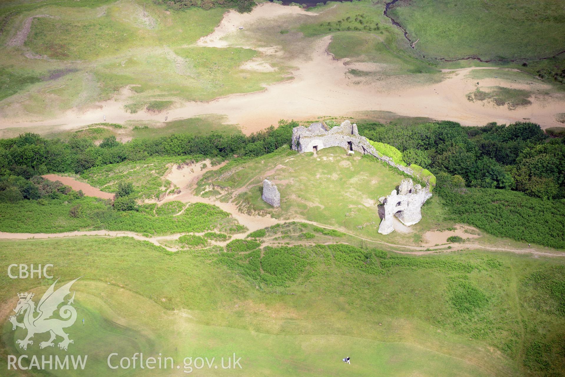 Pennard Castle. Oblique aerial photograph taken during the Royal Commission's programme of archaeological aerial reconnaissance by Toby Driver on 19th June 2015.