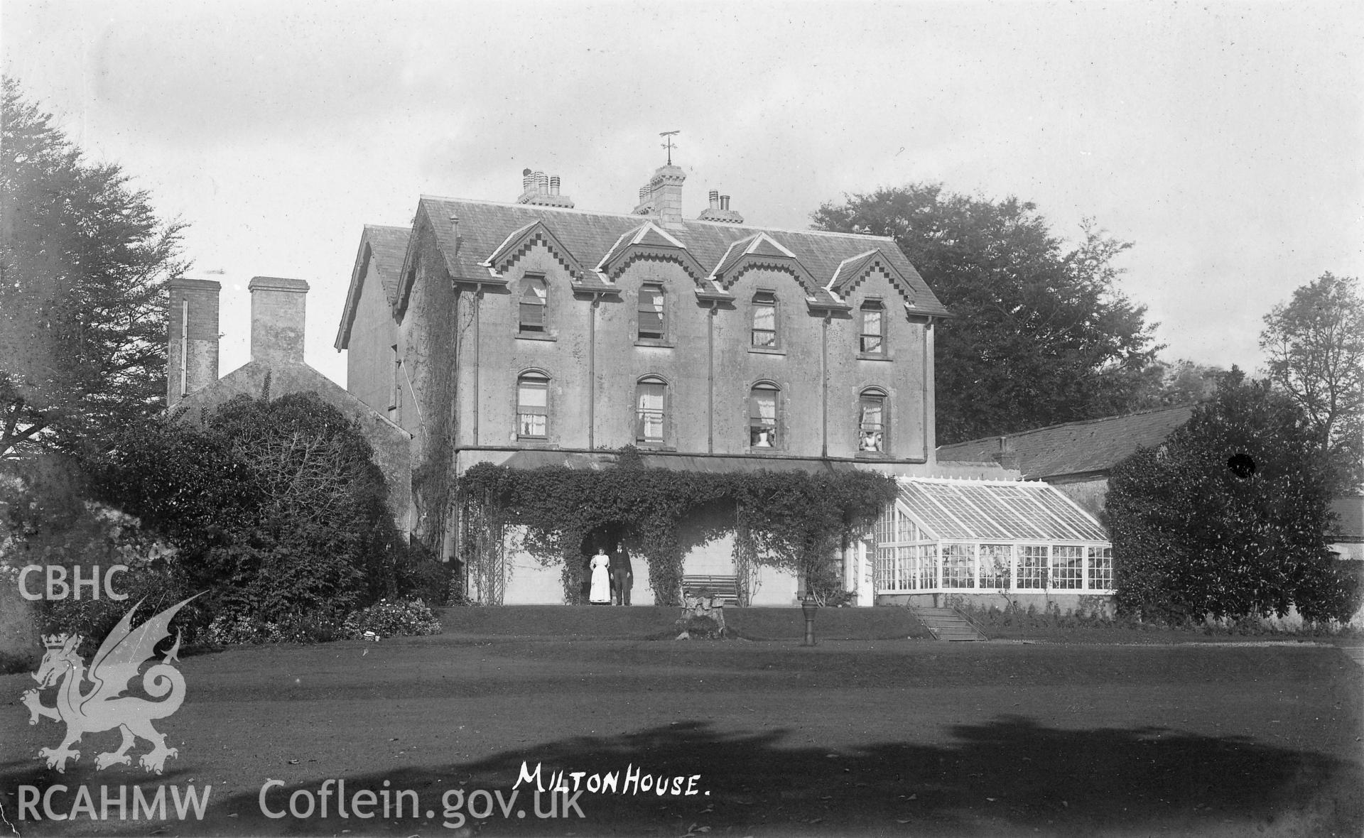 Postcard view of Milton House, Carew.