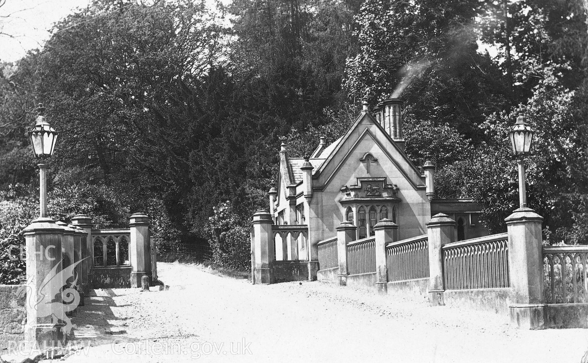 c.1907 postcard view of First Lodge at Llanerchydol Hall.