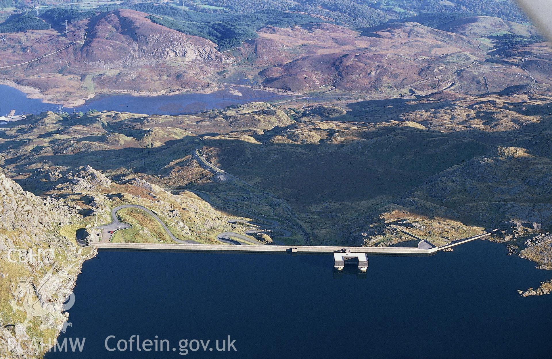 RCAHMW colour slide oblique aerial photograph of Moelwyn Slate Mine, Ffestiniog, taken by C.R. Musson, 09/10/94