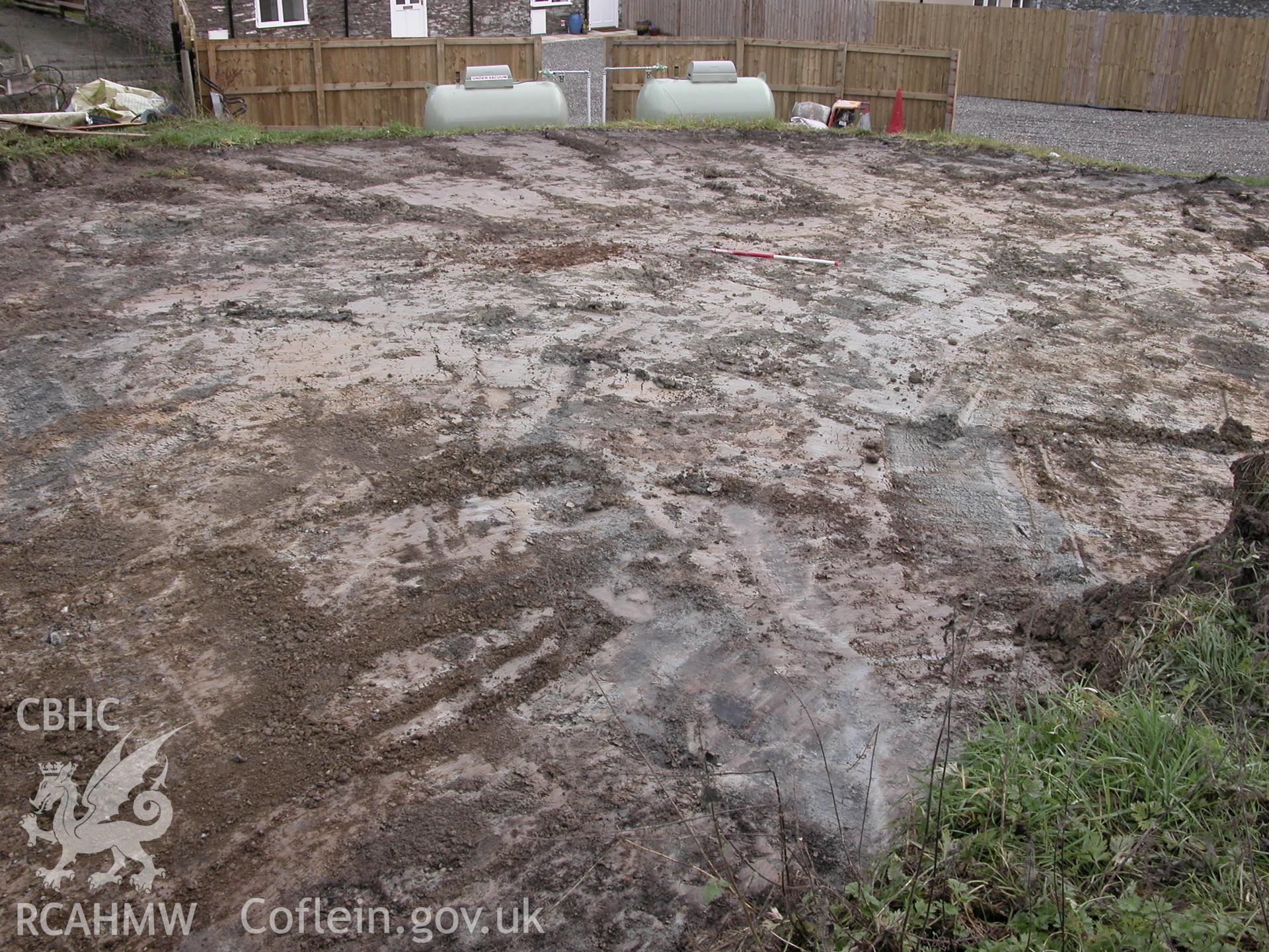 Digital colour photograph showing general view of levelled development area, looking east, at Tynllan, Llansilin, Oswestry (CAP Report 601), by Irma Bernardus.