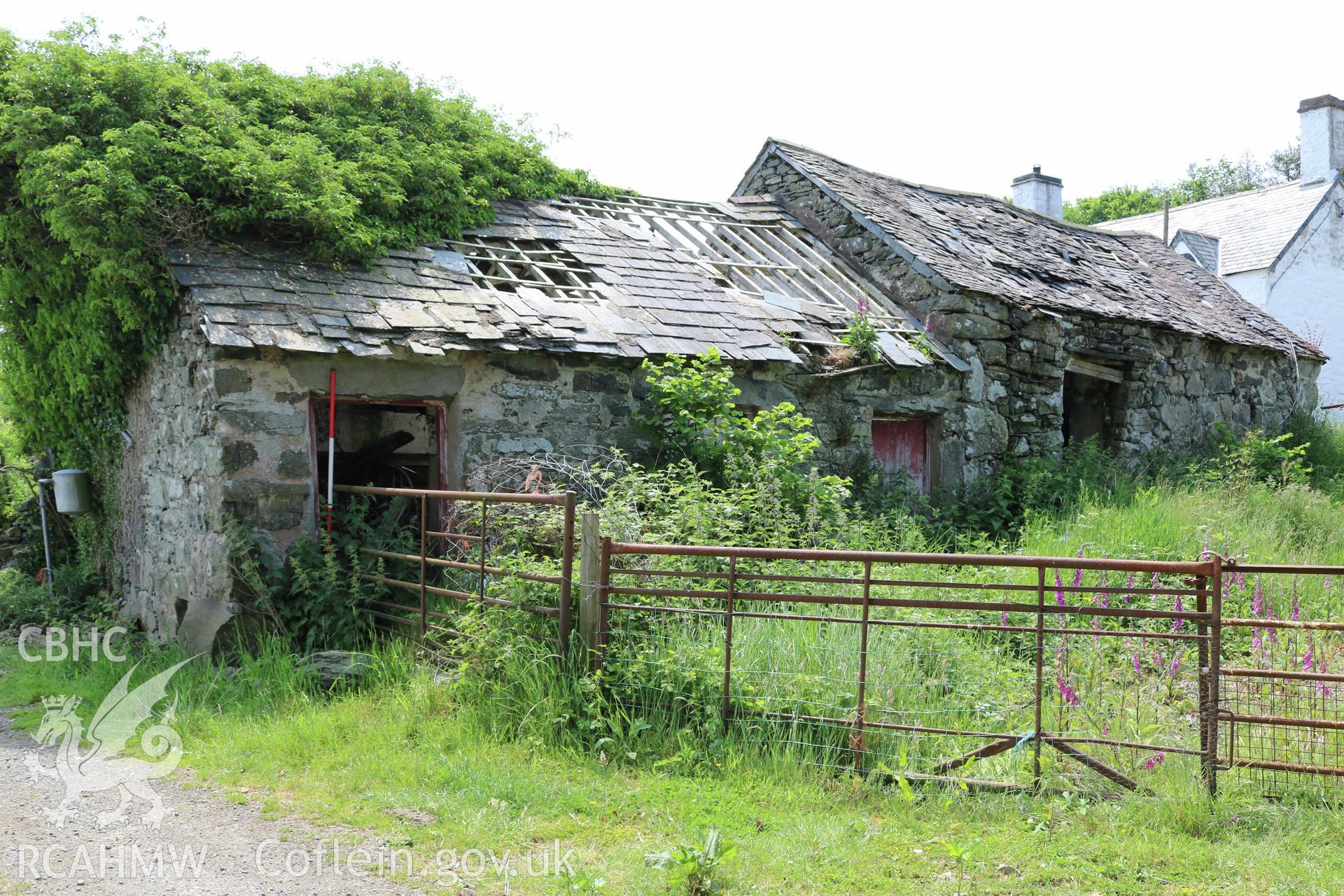Photograph showing exterior view of dairy, at Maes yr Hendre, taken by Dr Marian Gwyn, 6th July 2016. (Original Reference no. 0225)