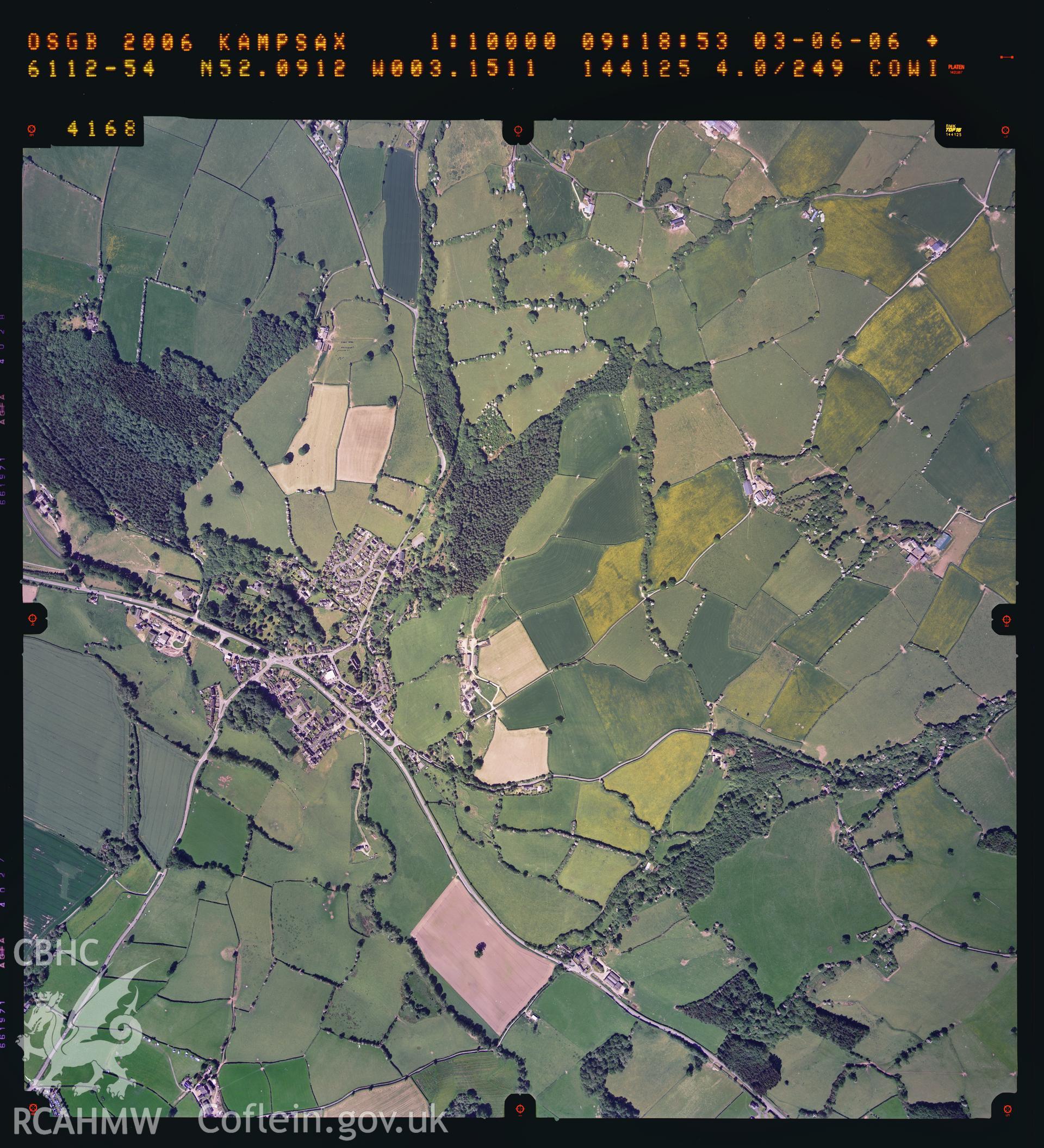 Digital copy of an aerial view of Clyro taken by Ordnance Survey, 2006.